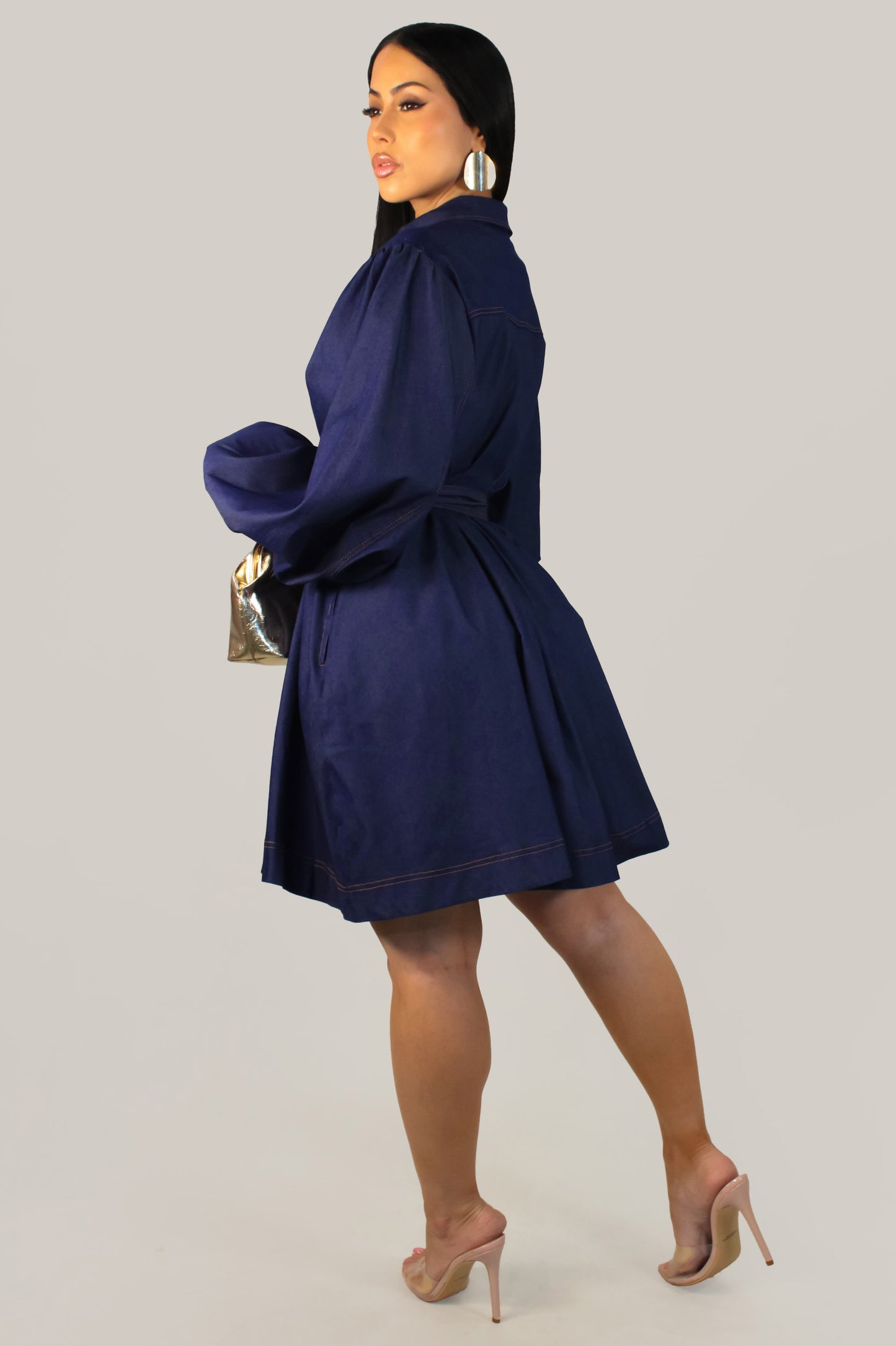Sarah  Dress - Denim-Dark Wash