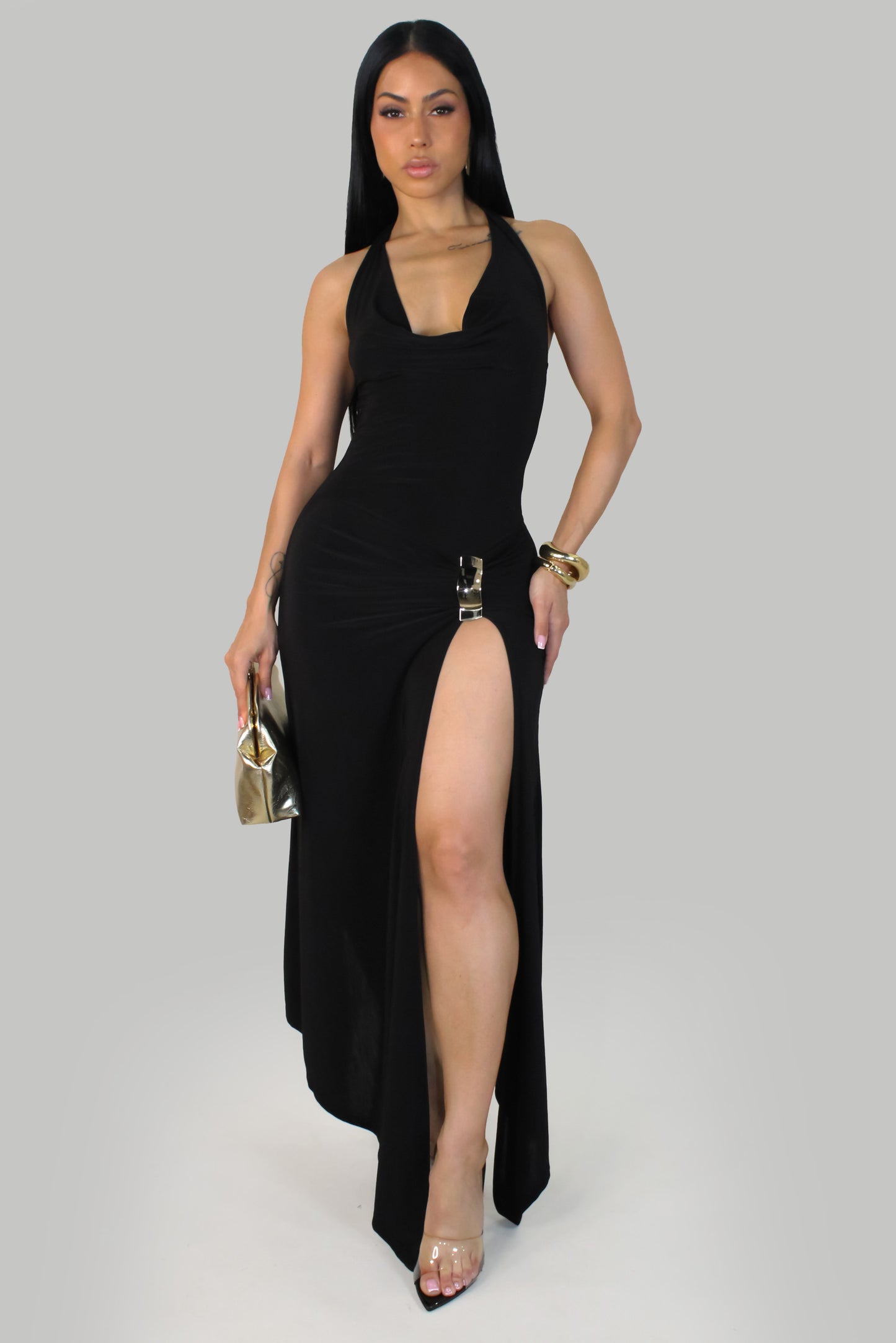 Monroe Drape Dress- Black