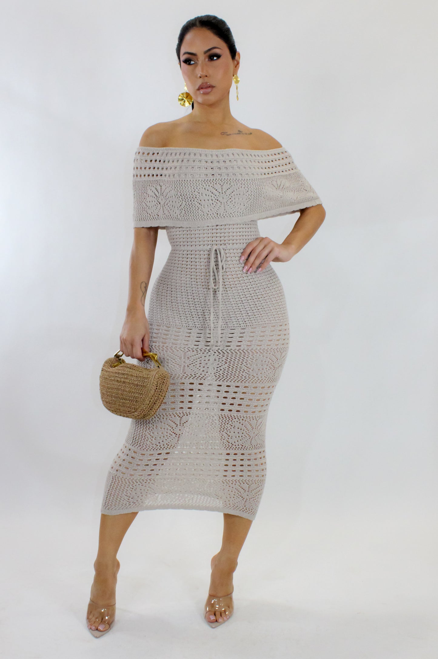 Adore Me Midi Dress - Taupe