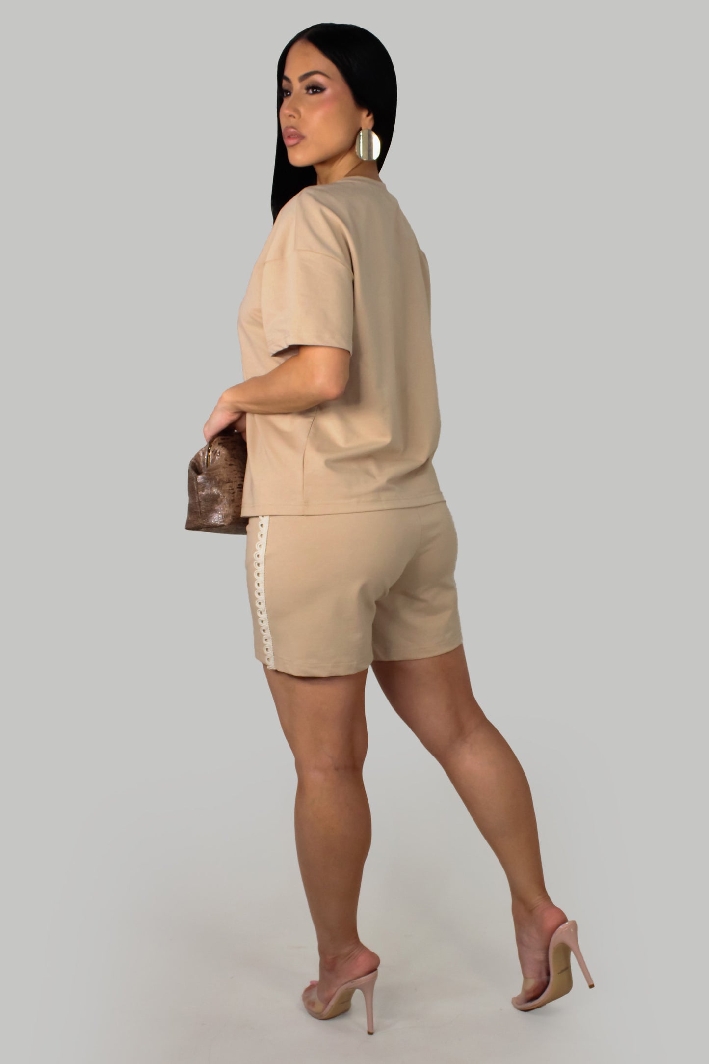 Petal Charm  Short Set - Cream