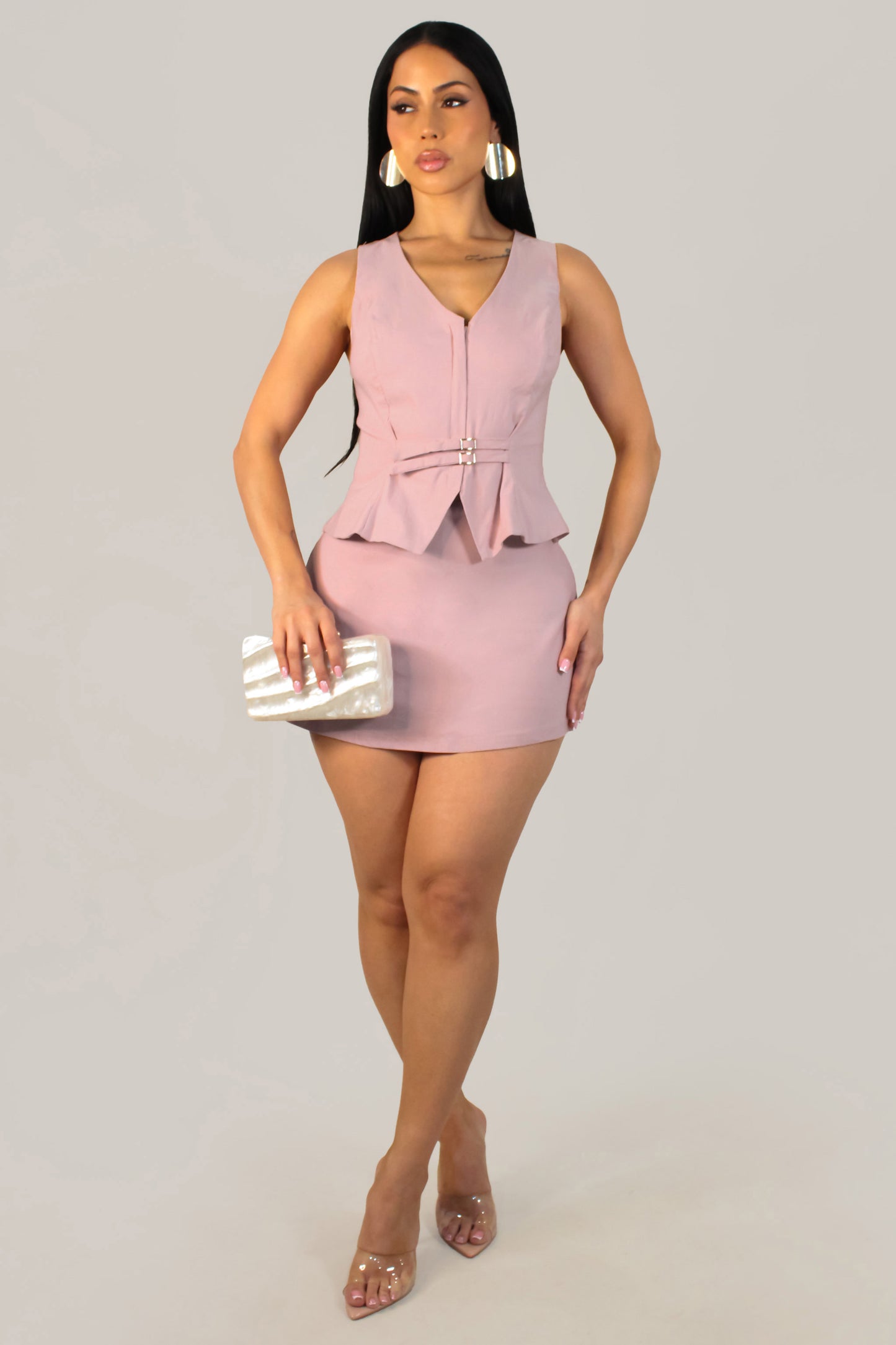 Fancy And Gracefull Skort Set - Rose