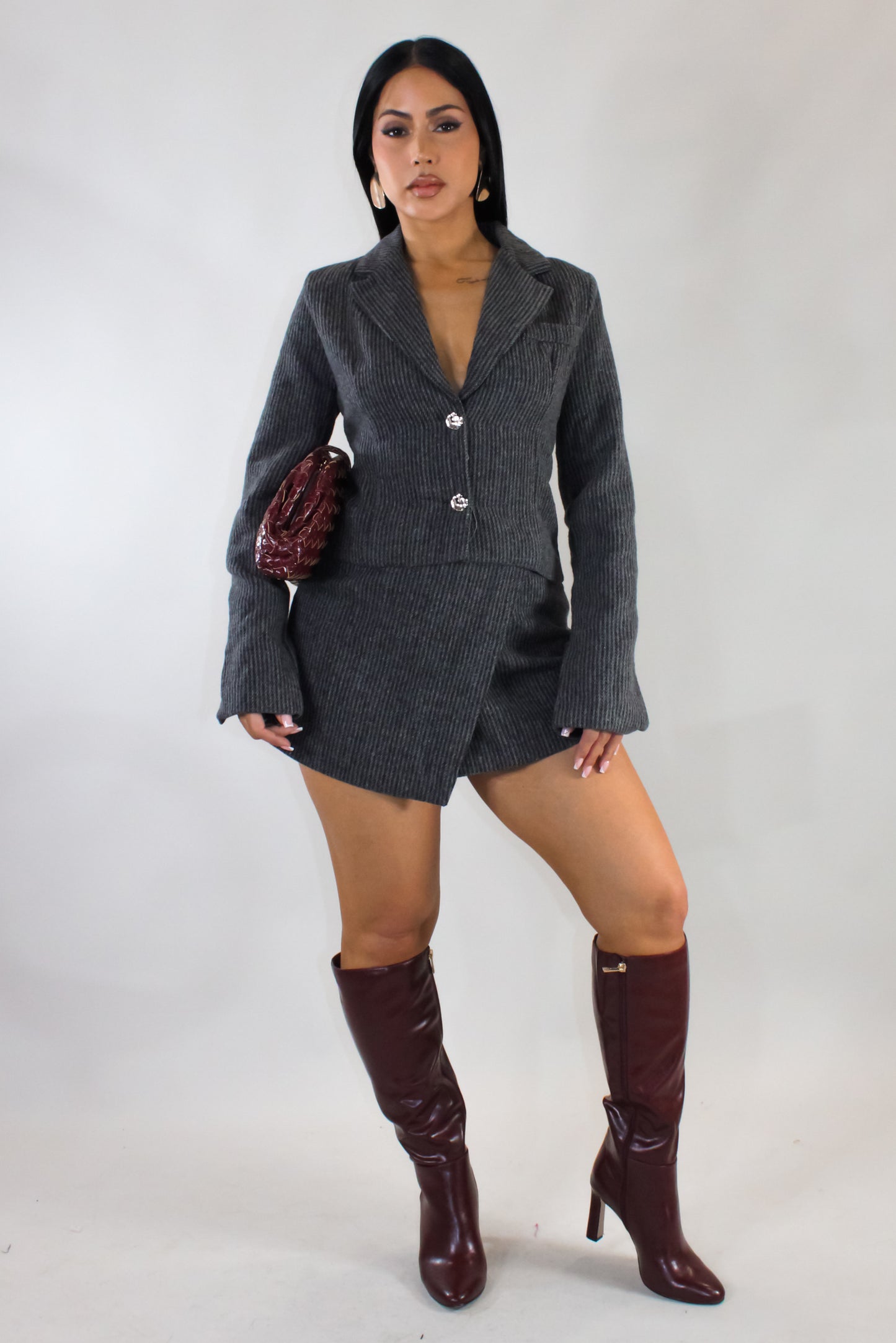 Stop To Stare Skort Set - Grey