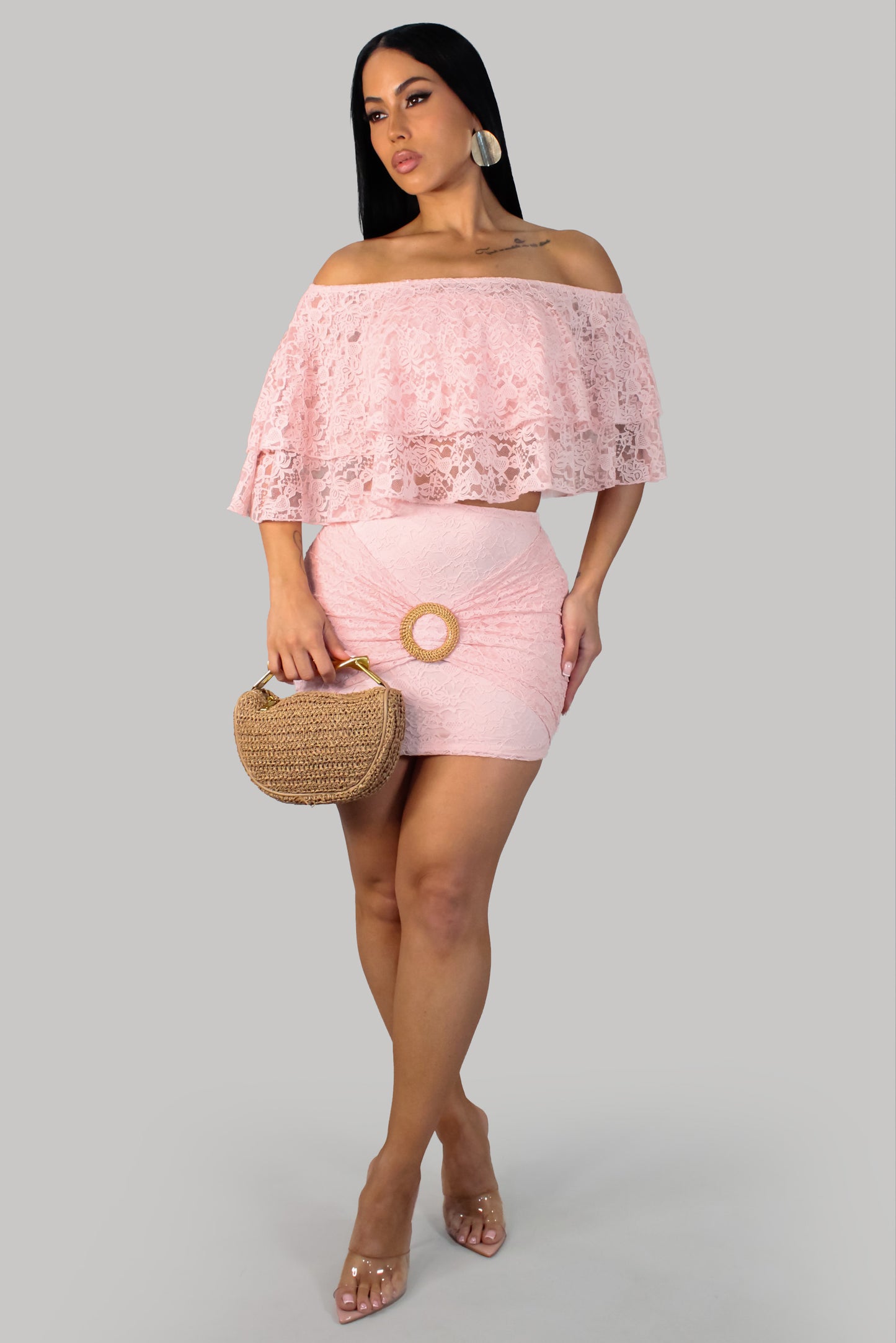 Playful Mirage Skirt Set - Pink