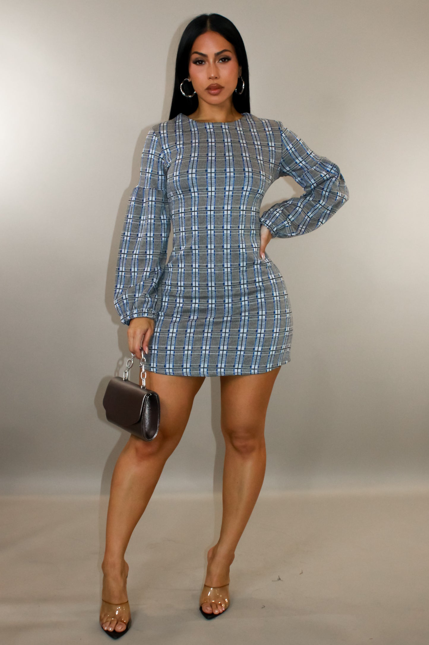 Working Hard Mini Dress - Grey