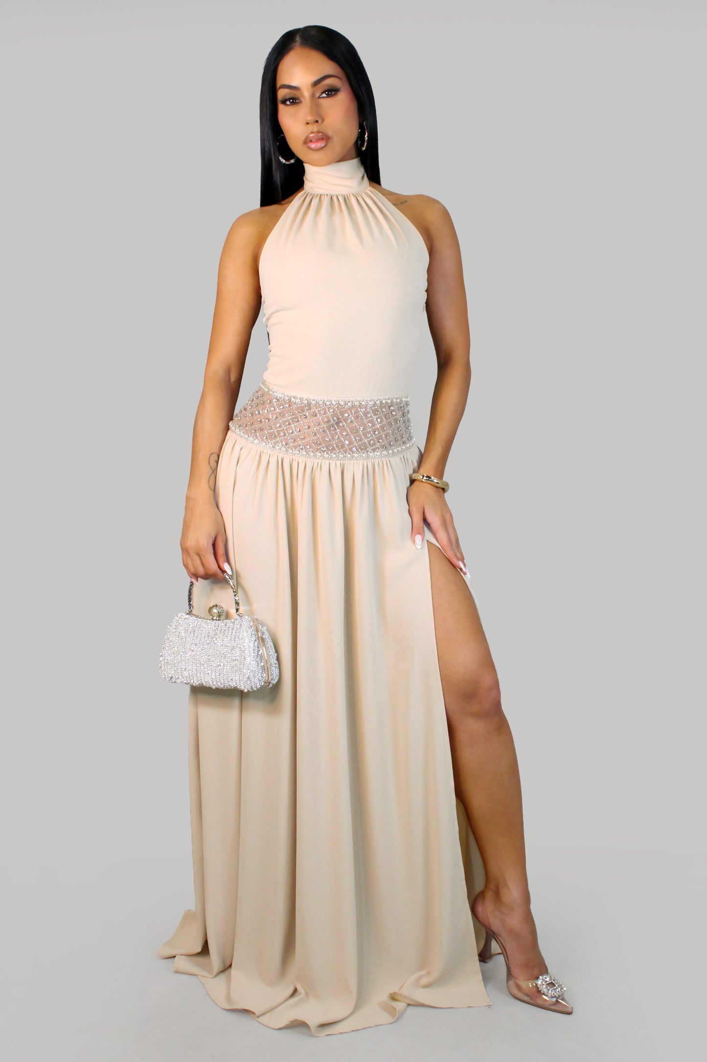L'Attitude Maxi Dress - Nude