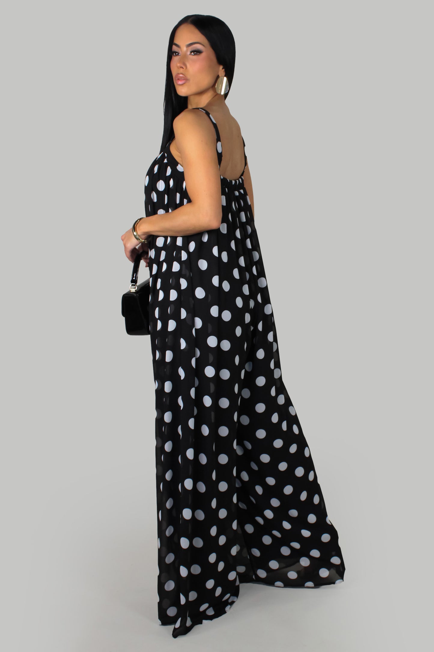Classic Dot Elegance Jumpsuit - Black