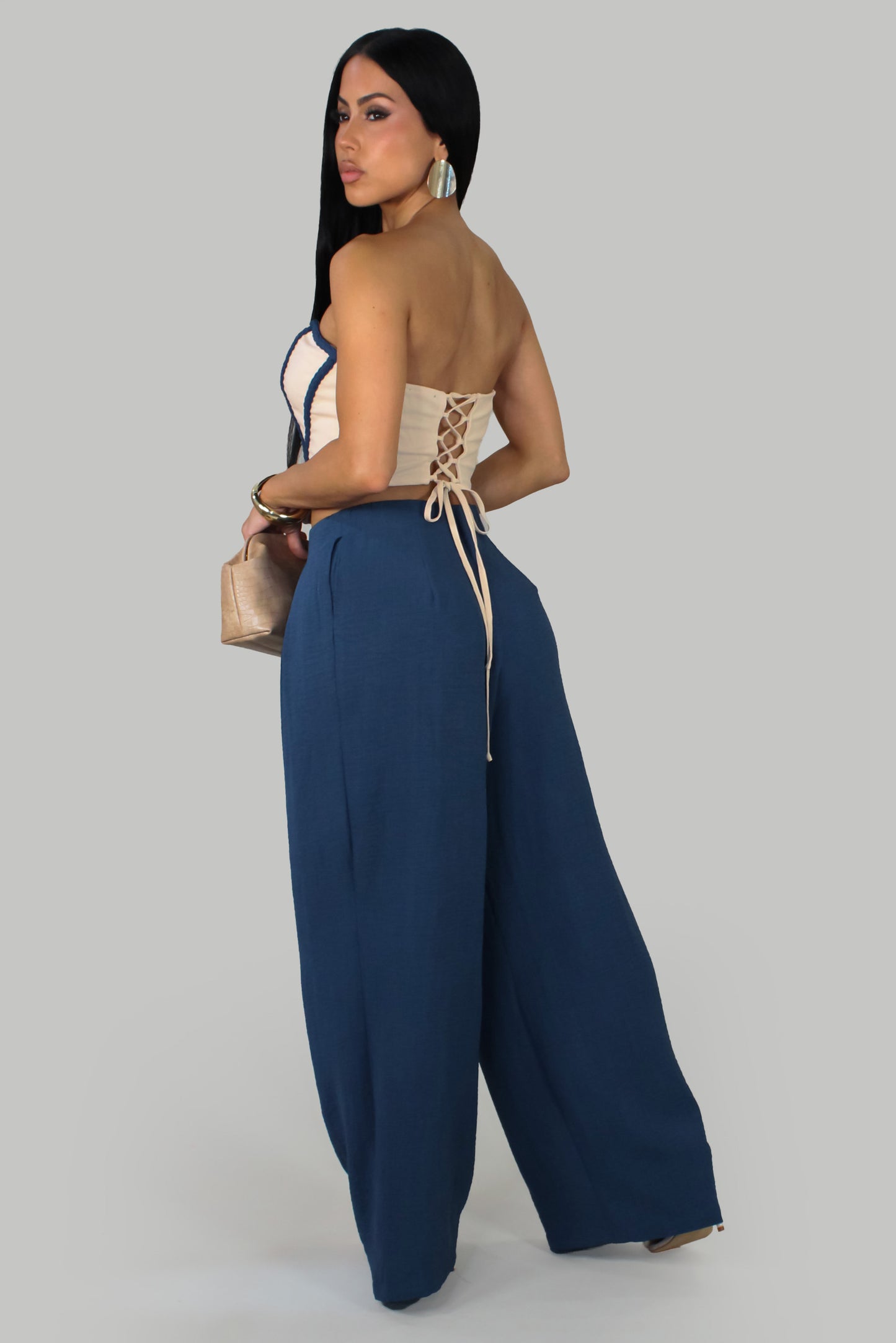 Elegant Girls Pant Set - Navy