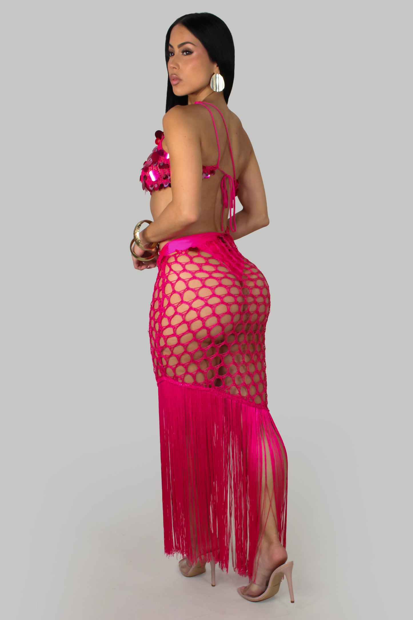 Fuchsia Fever Fringe  Swim Set - Fuchsia