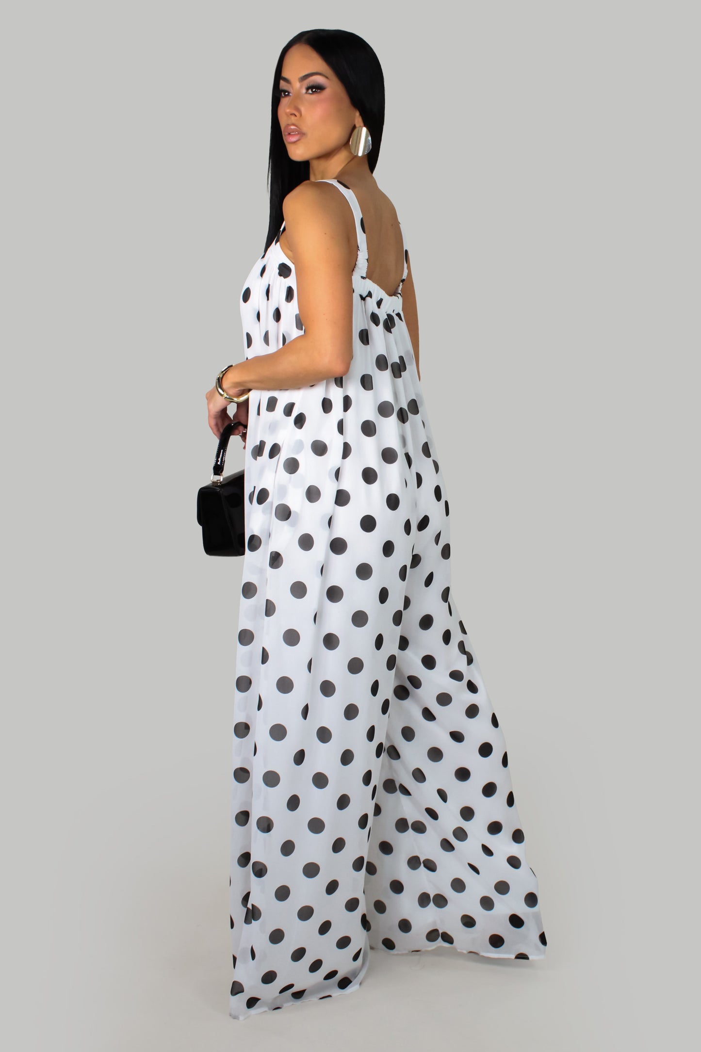 Classic Dot Elegance Jumpsuit - White
