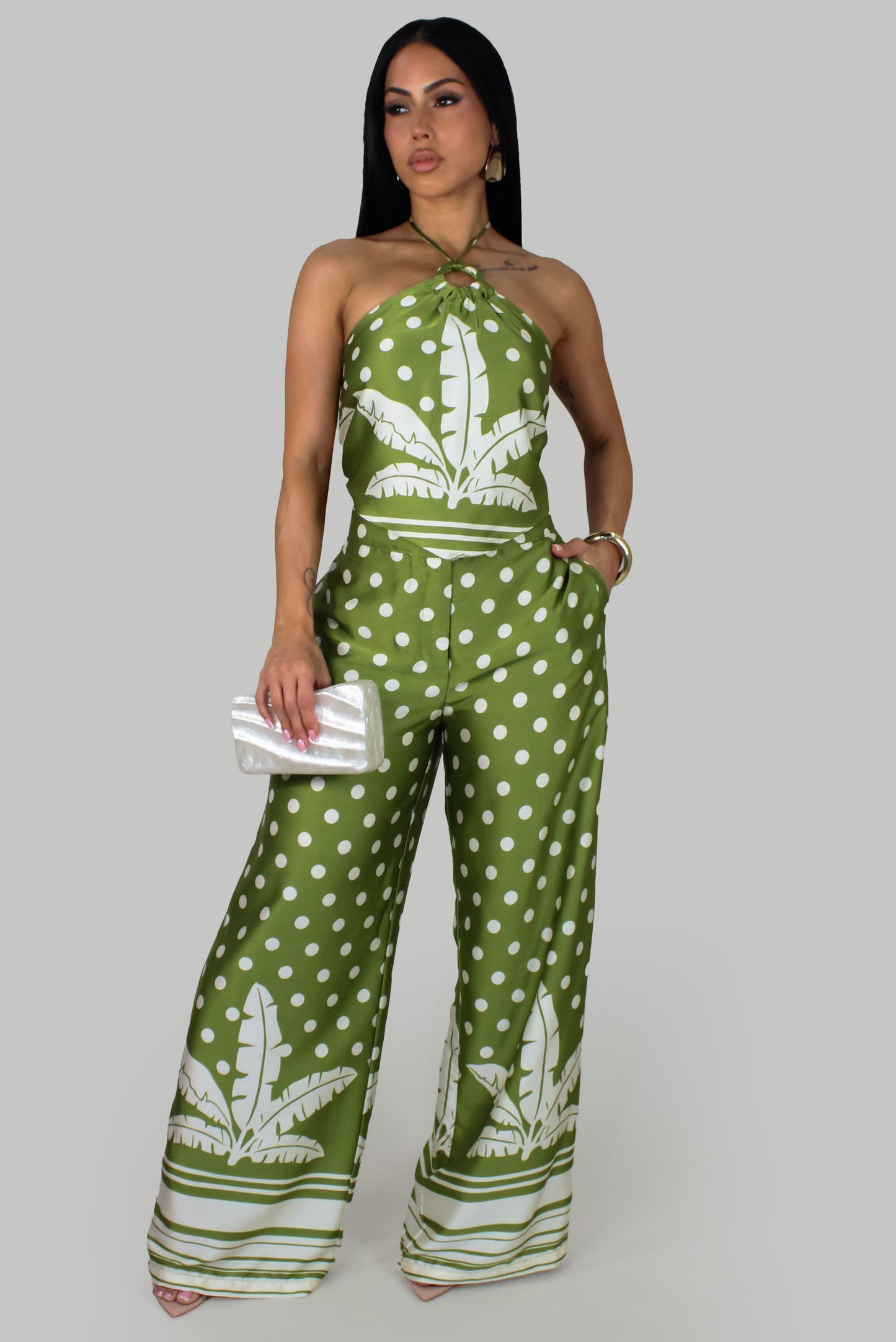Palm Breeze Pant Set - Citron