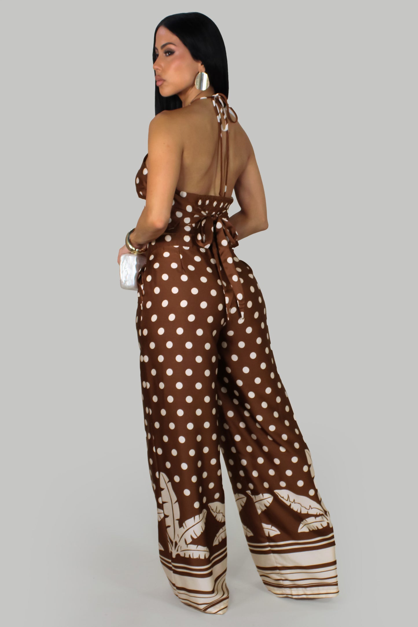 Palm Breeze Pant Set - Brown