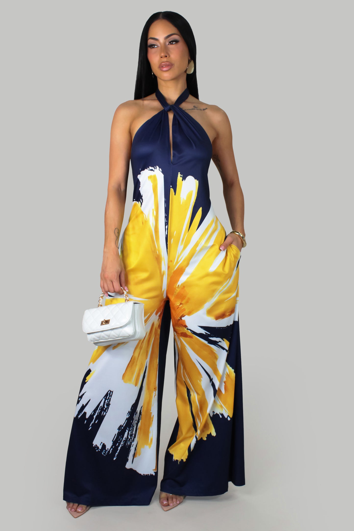 Midnight Bloom Jumpsuit - Navy