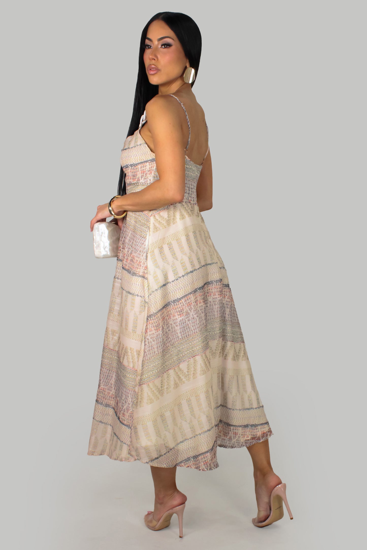 Adela's Dress -Cream-Multi