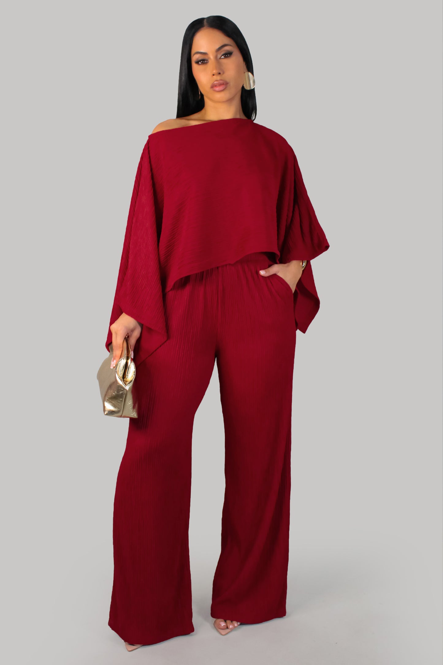 Tender Horizon Pant Set - Burgundy