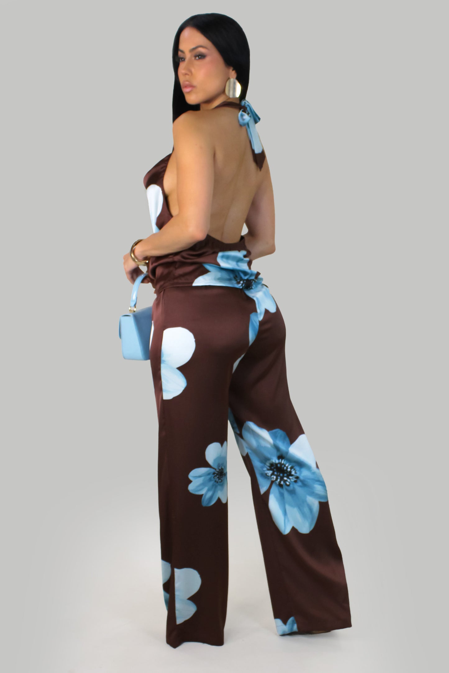 Island Petals Pant Set - Brown