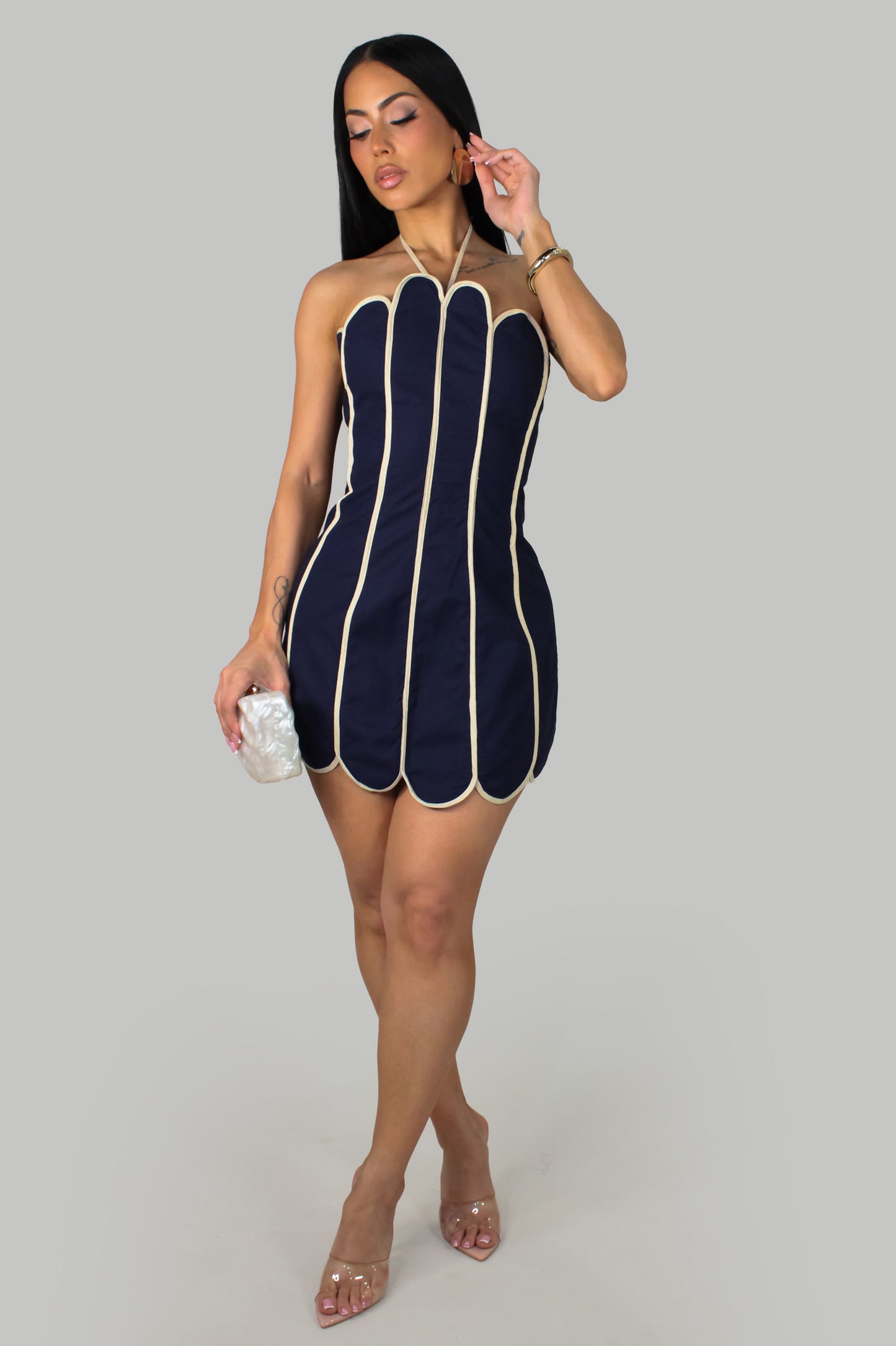 Isabel's Elegance Mini Dress- Navy