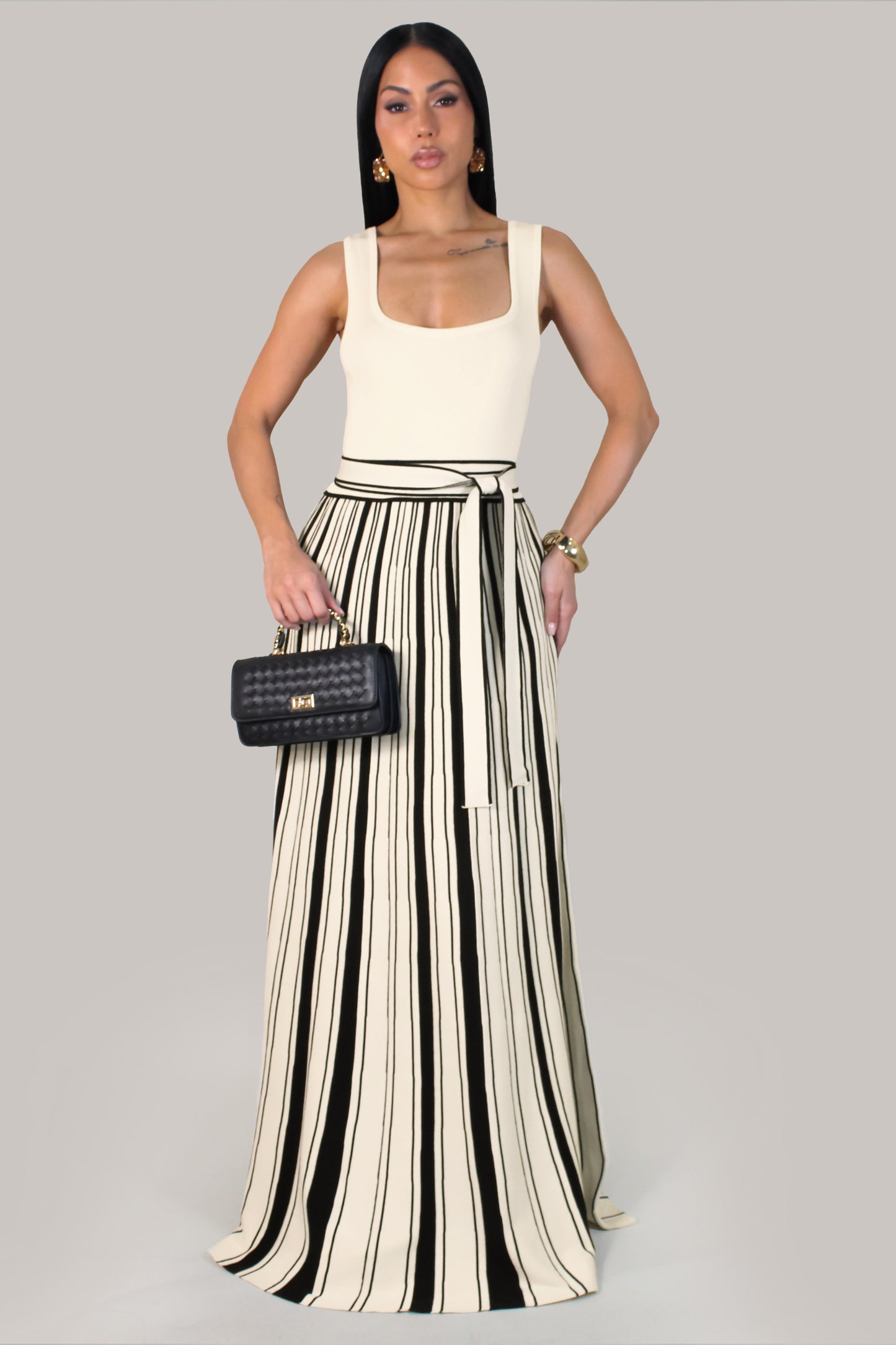 Bella Lines Maxi Dress - White