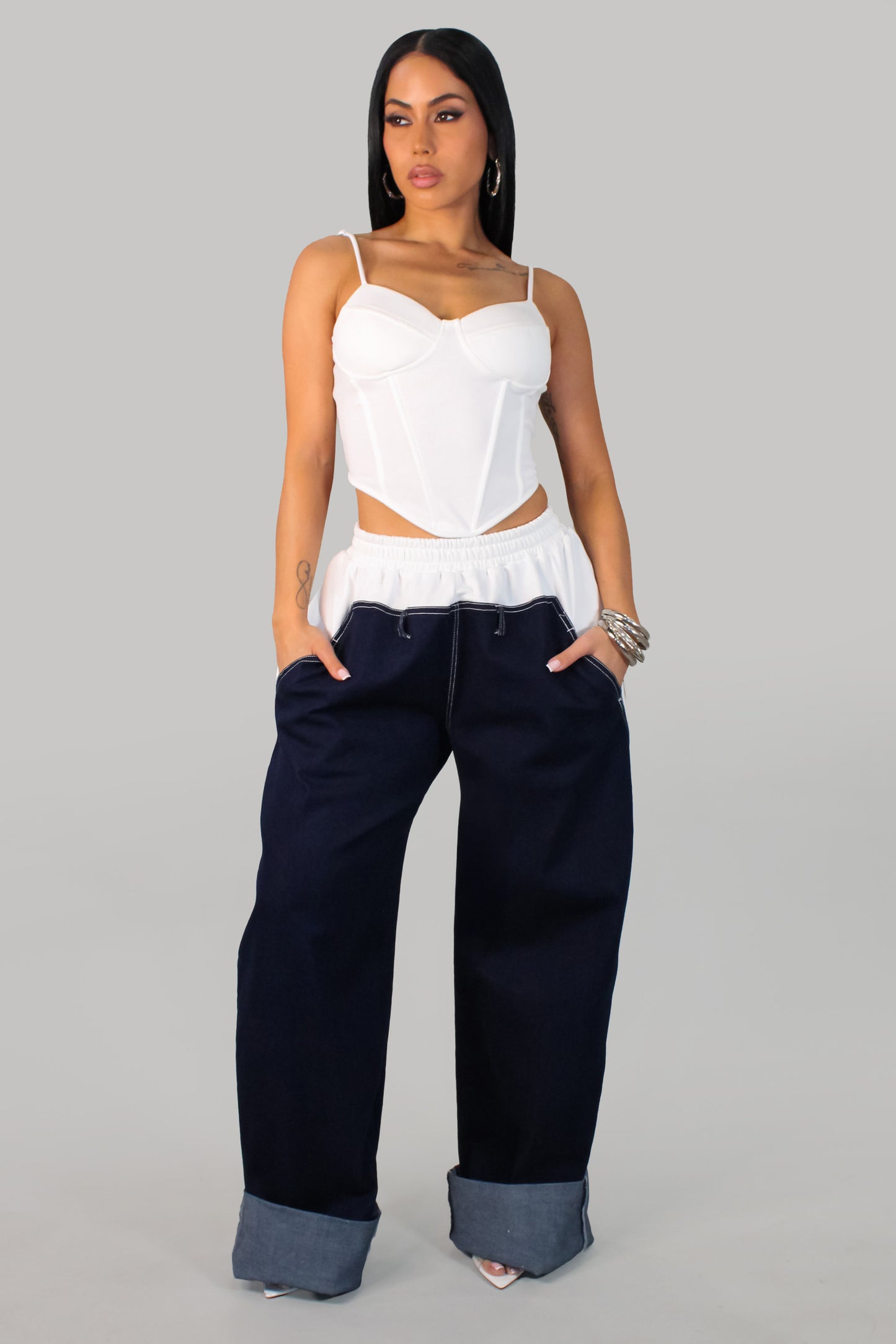 No Worries Pant Set - Denim-Dark