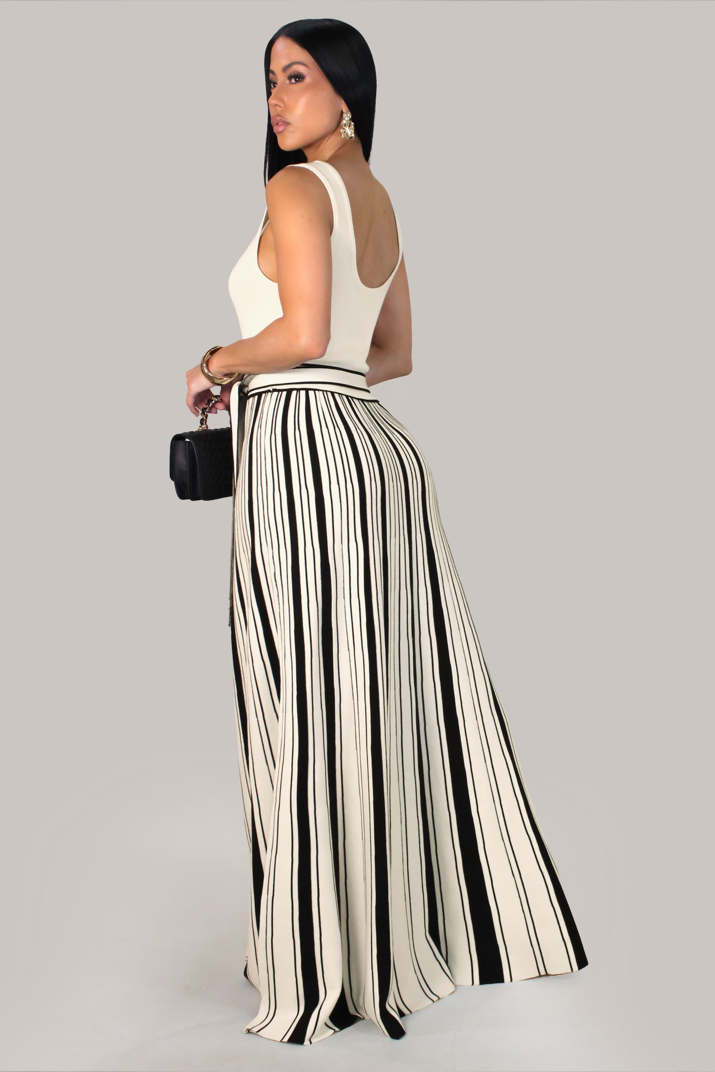 Bella Lines Maxi Dress - White