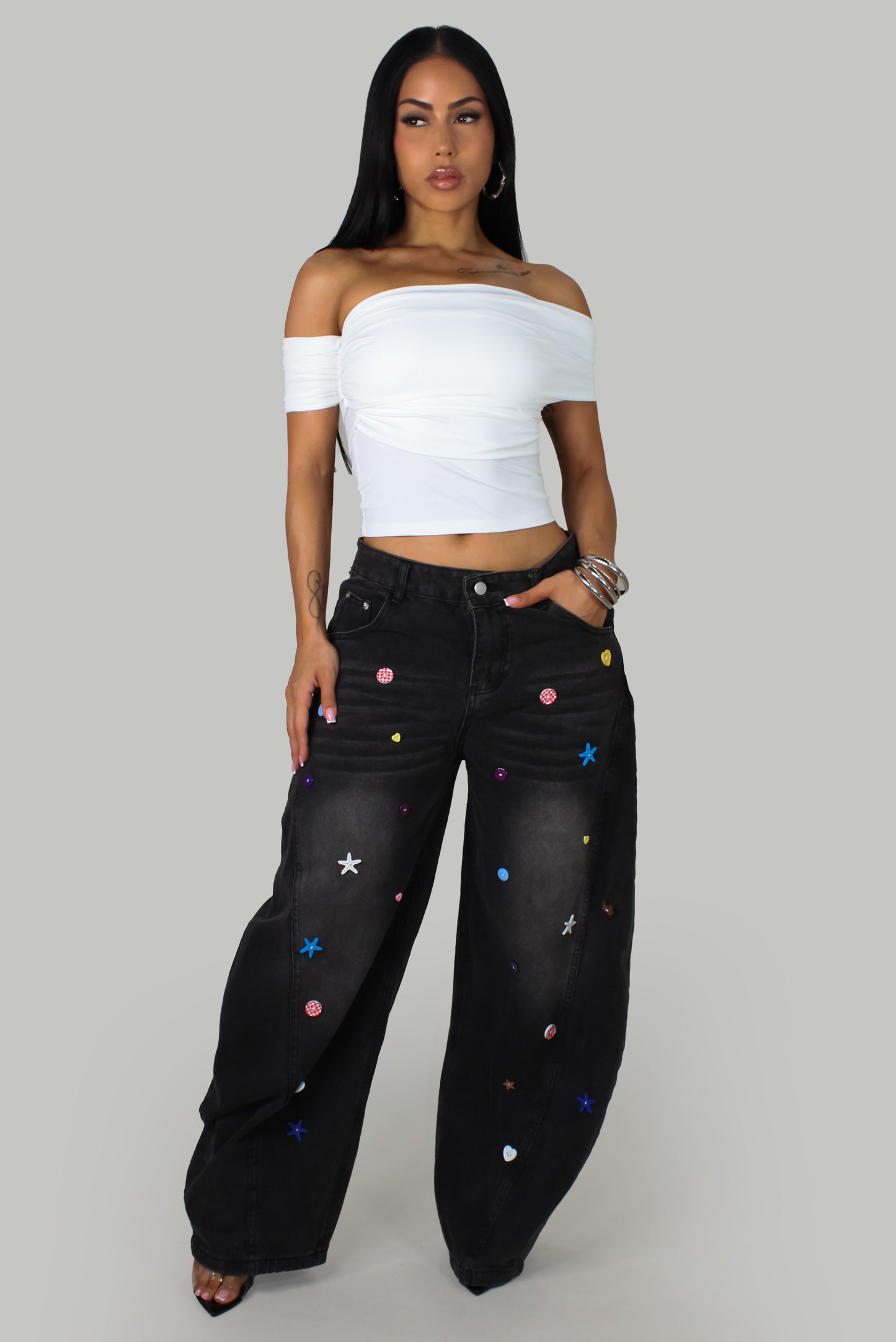 Galaxy Love Denim Pants - Black