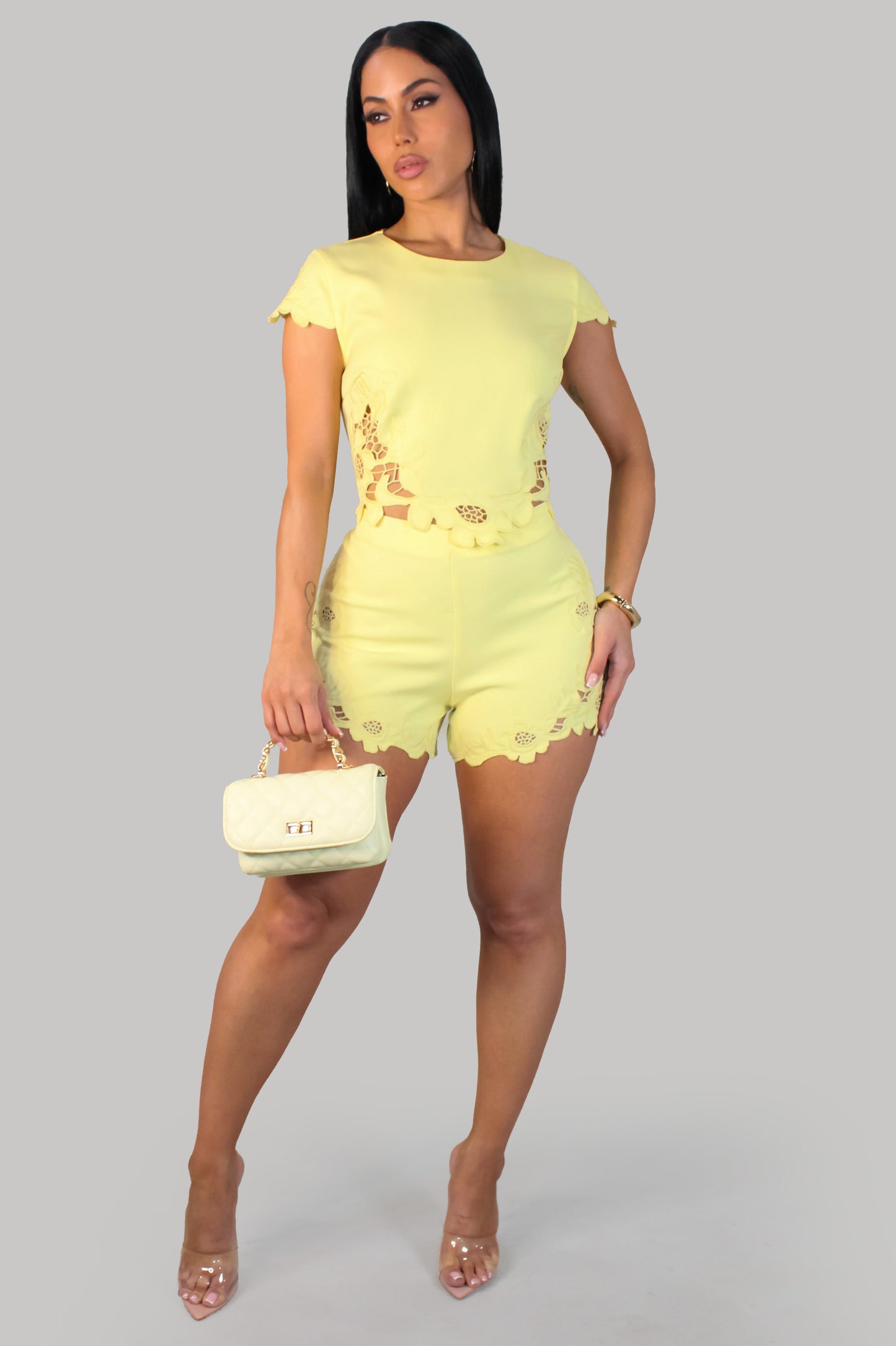 Spring Moments Short Set- Yellow