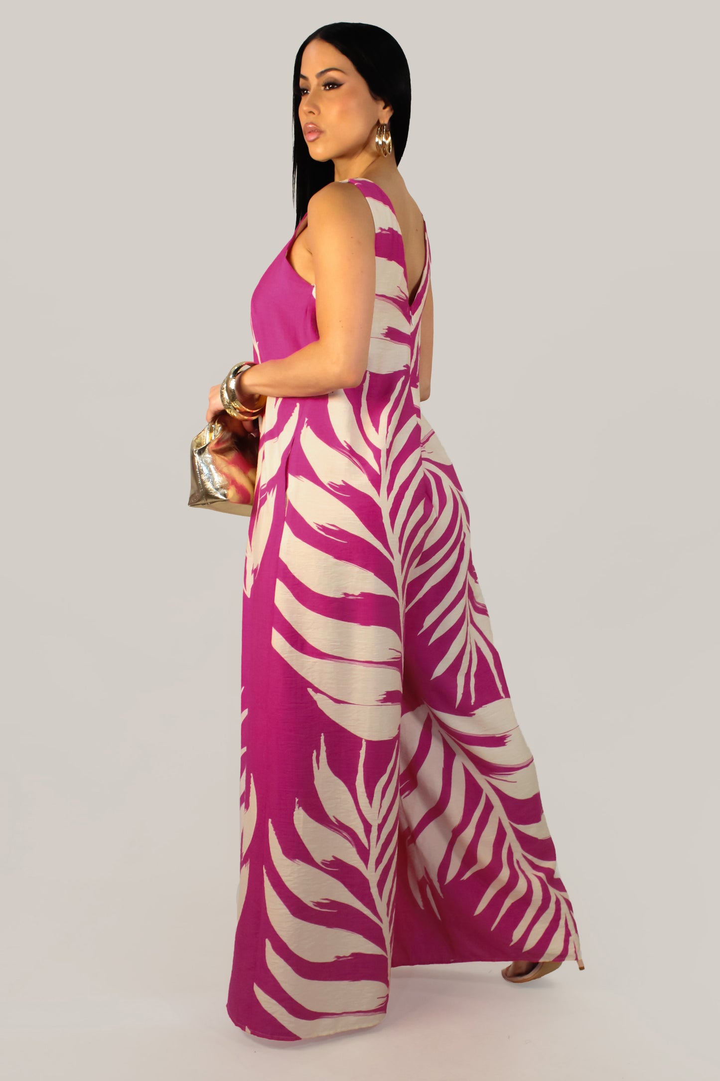 Coastal Wait Jumpsuit - Fucshia