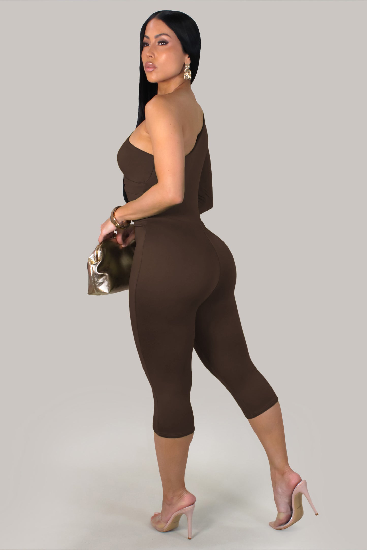 All Eyes On Me  Romper - Brown