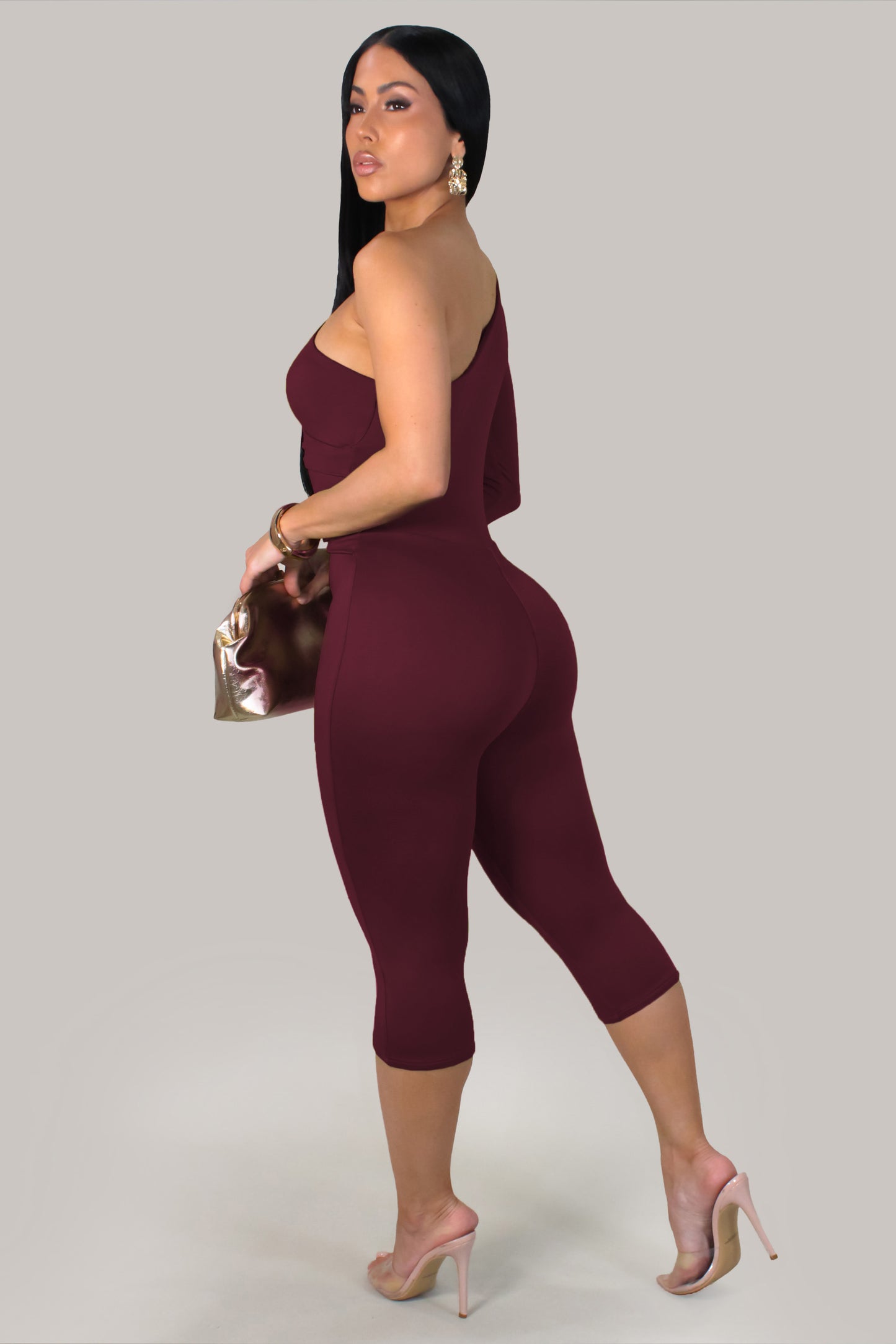 All Eyes On Me  Romper - Burgundy