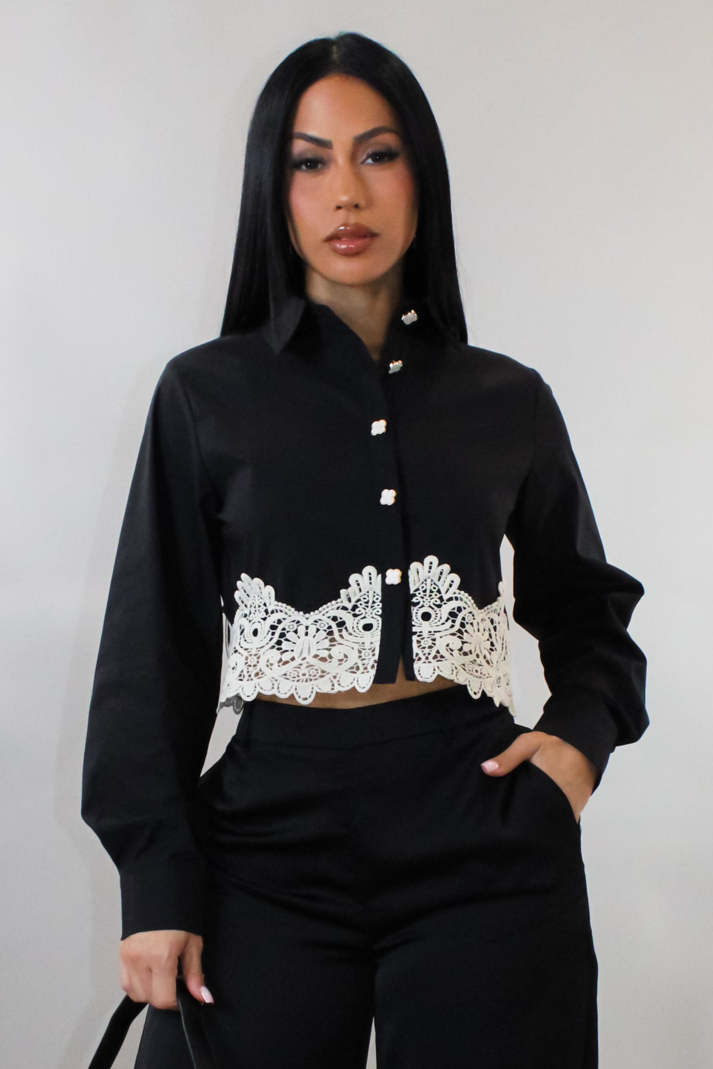 So Tempting Crop Top  - Black