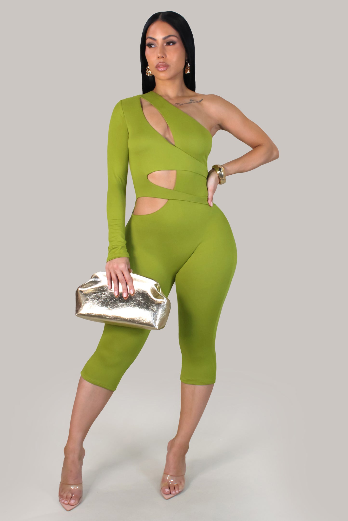 All Eyes On Me  Romper - Green