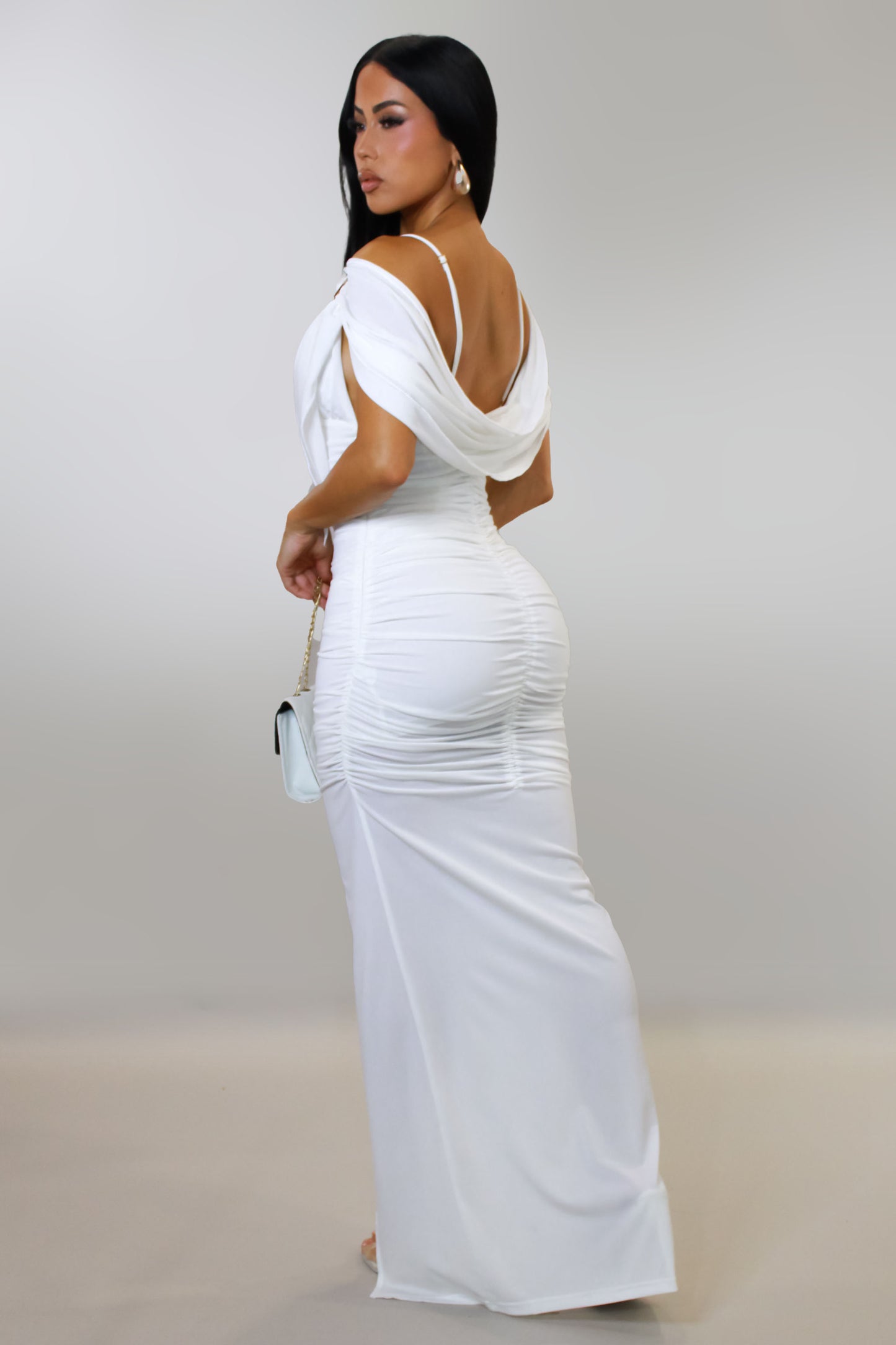 Stay Around Midi Dress - White