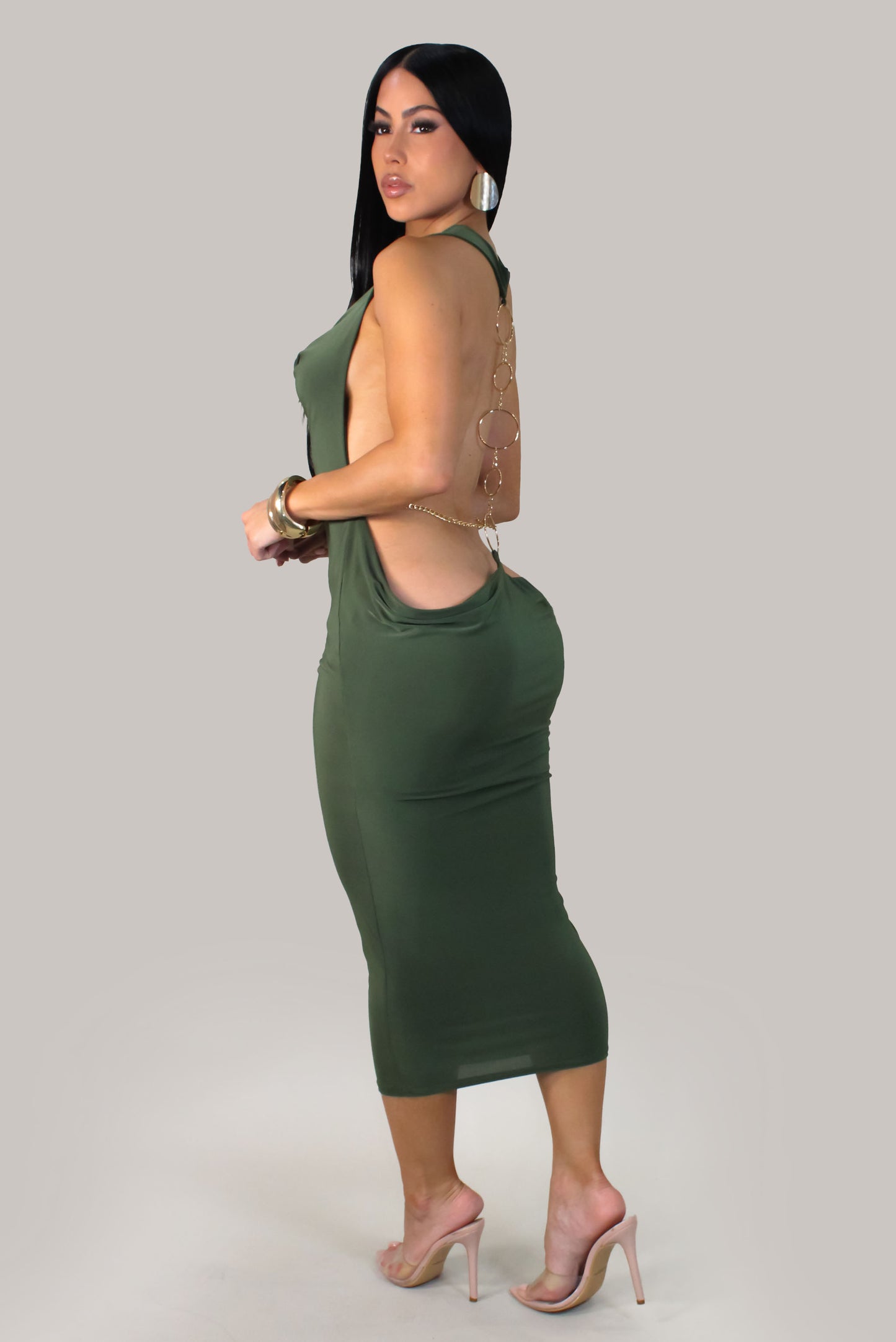 It's My World Maxi Dress -Olive