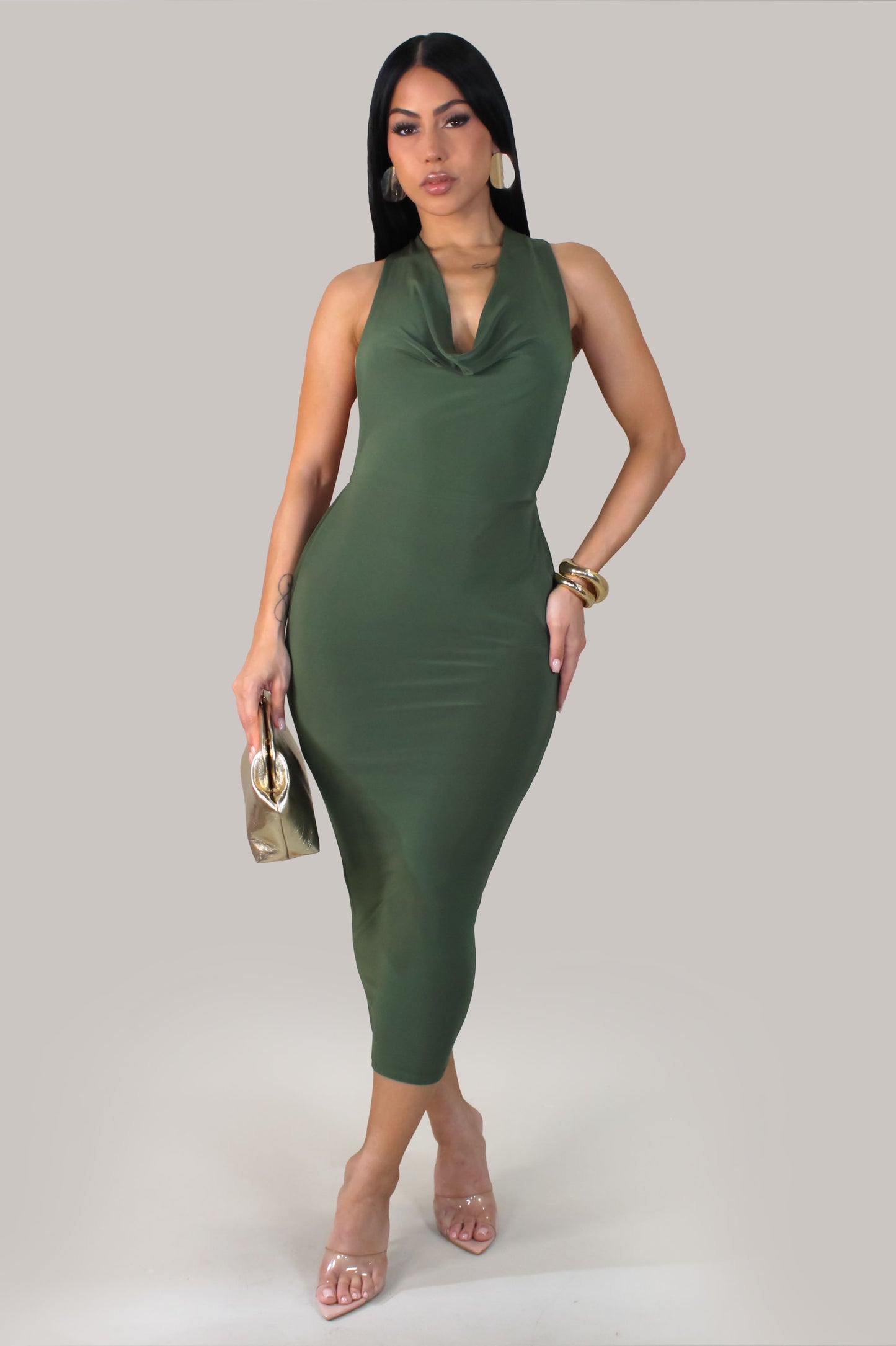 It's My World Maxi Dress -Olive