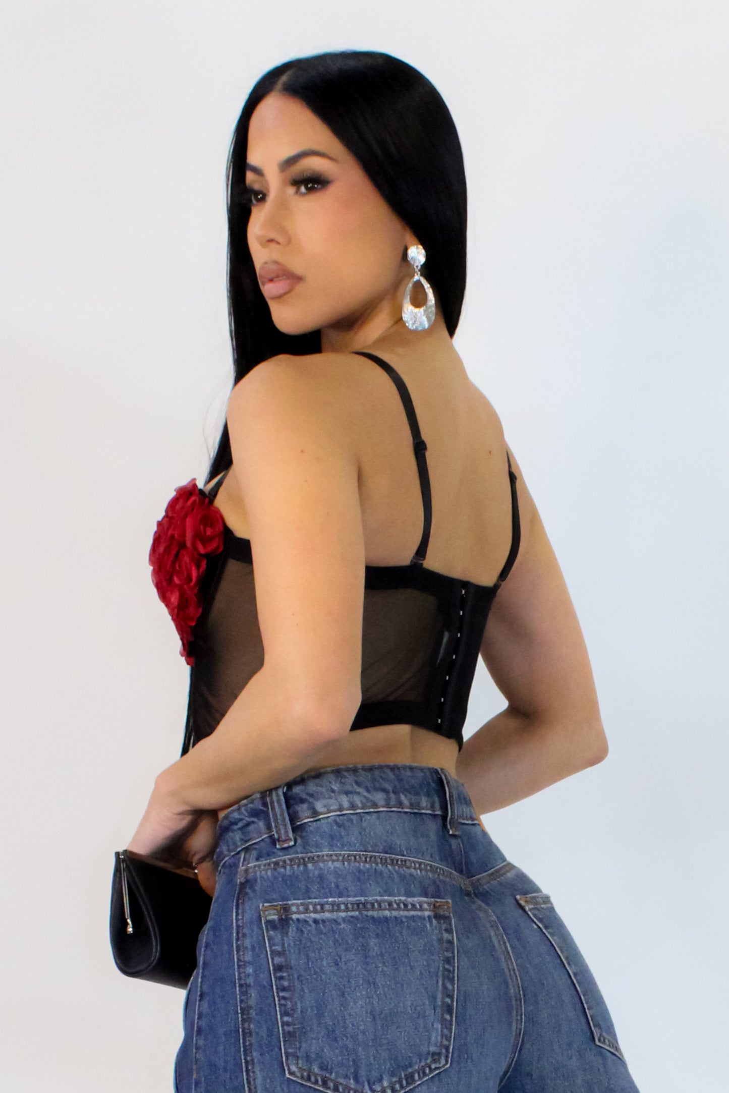 Give You Roses Crop Top - Black