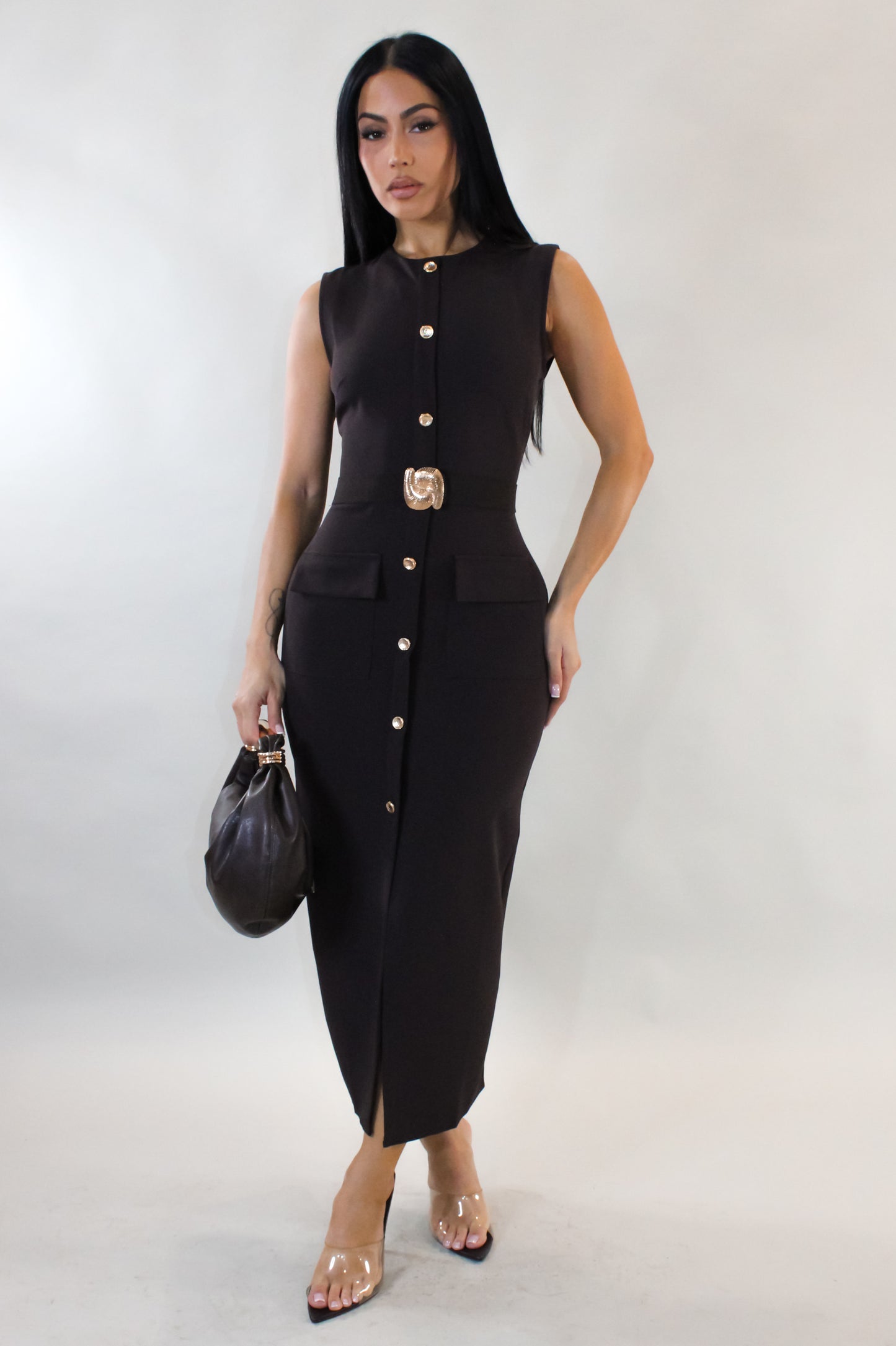 Looking Good Midi Dress - Brown