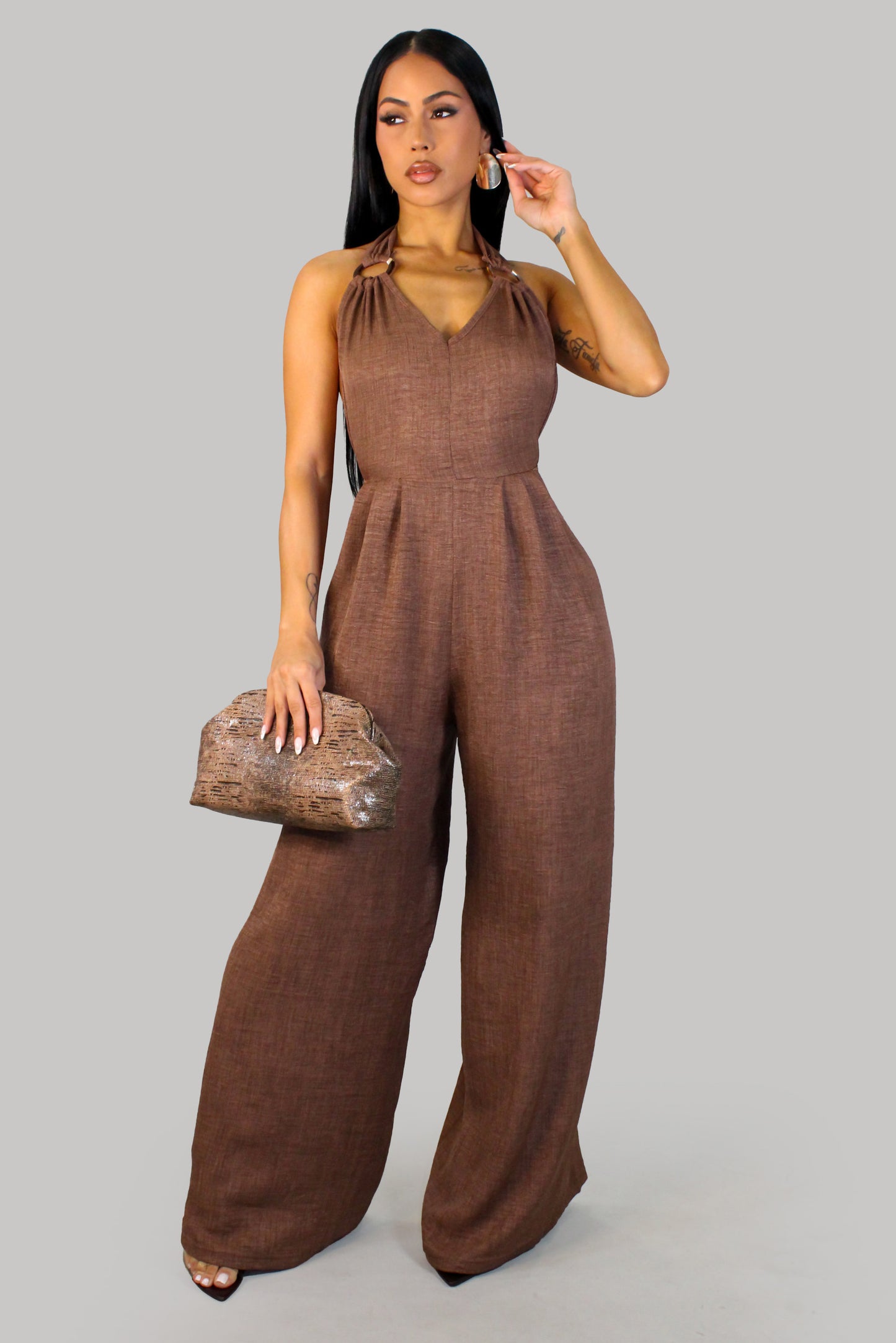 Walking In Calm Jumpsuit - Brown