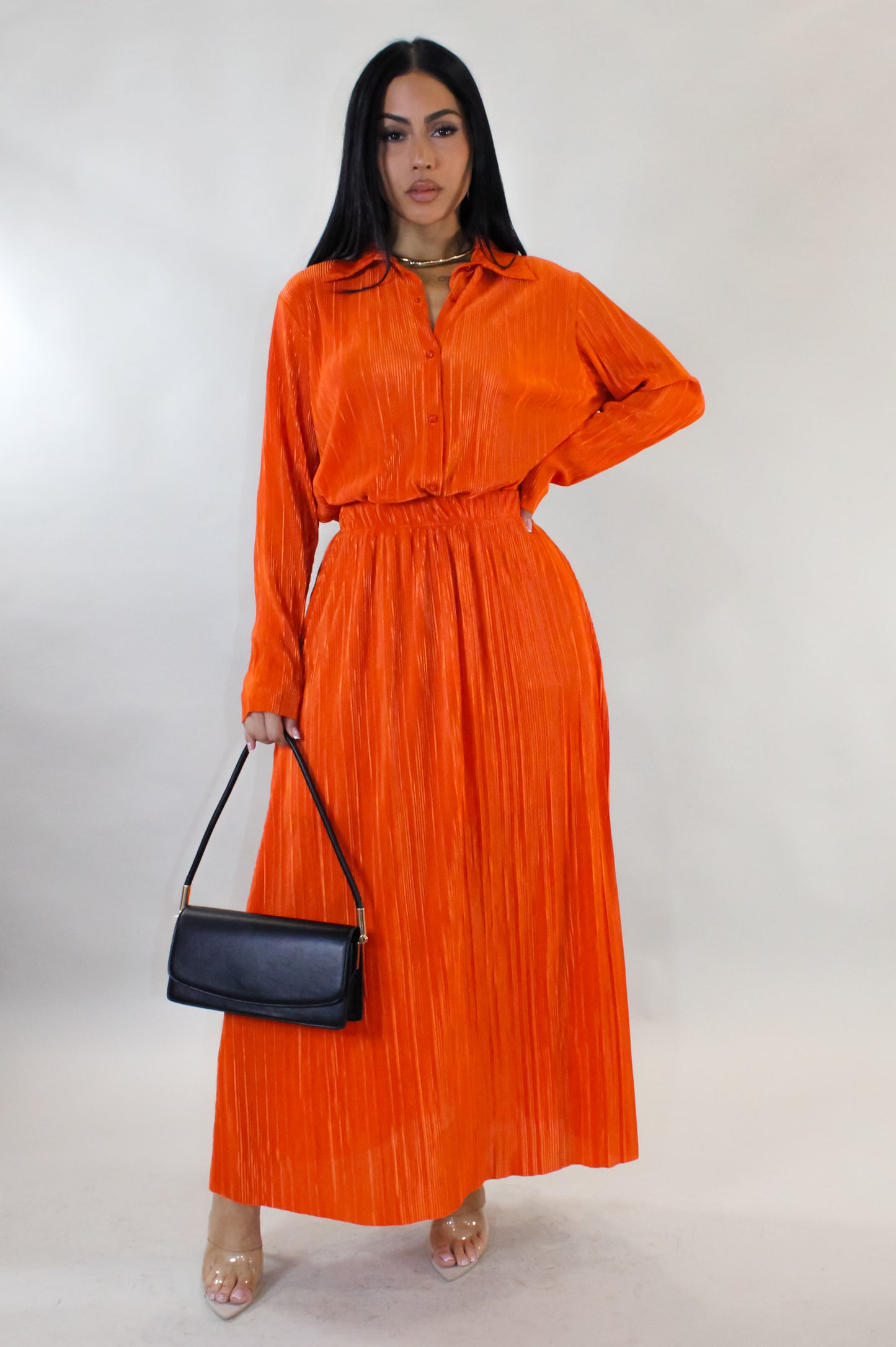 Give You A House Tour Skirt Set - Orange