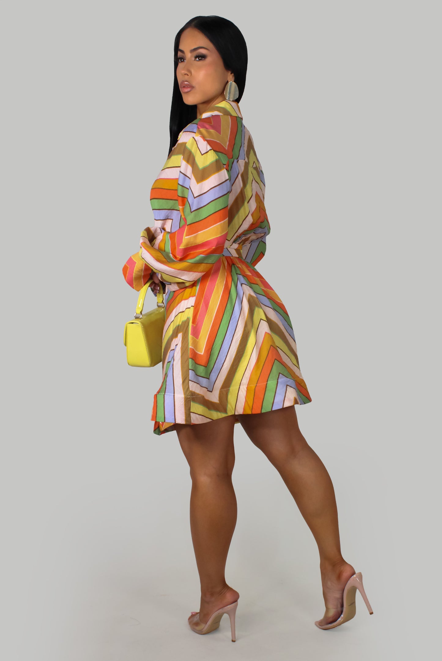 Retro Rainbow Mini Dress - Multi