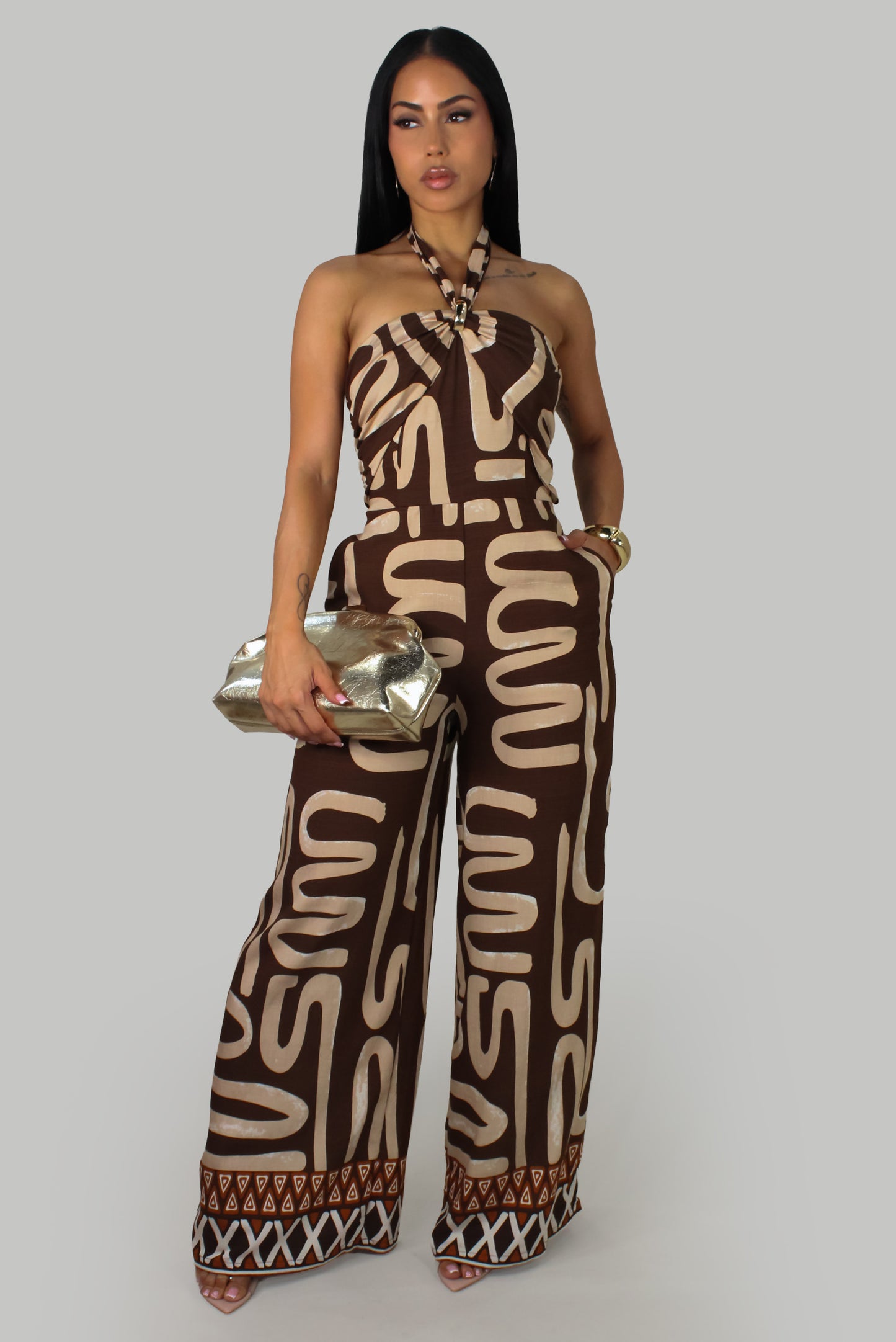Elegant Grace Jumpsuit - Brown