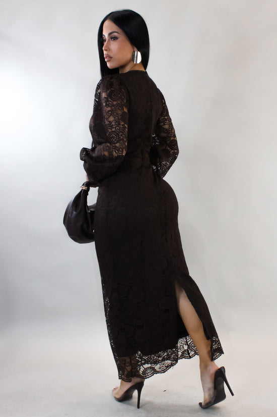 A Good Feeling Midi Dress - Brown