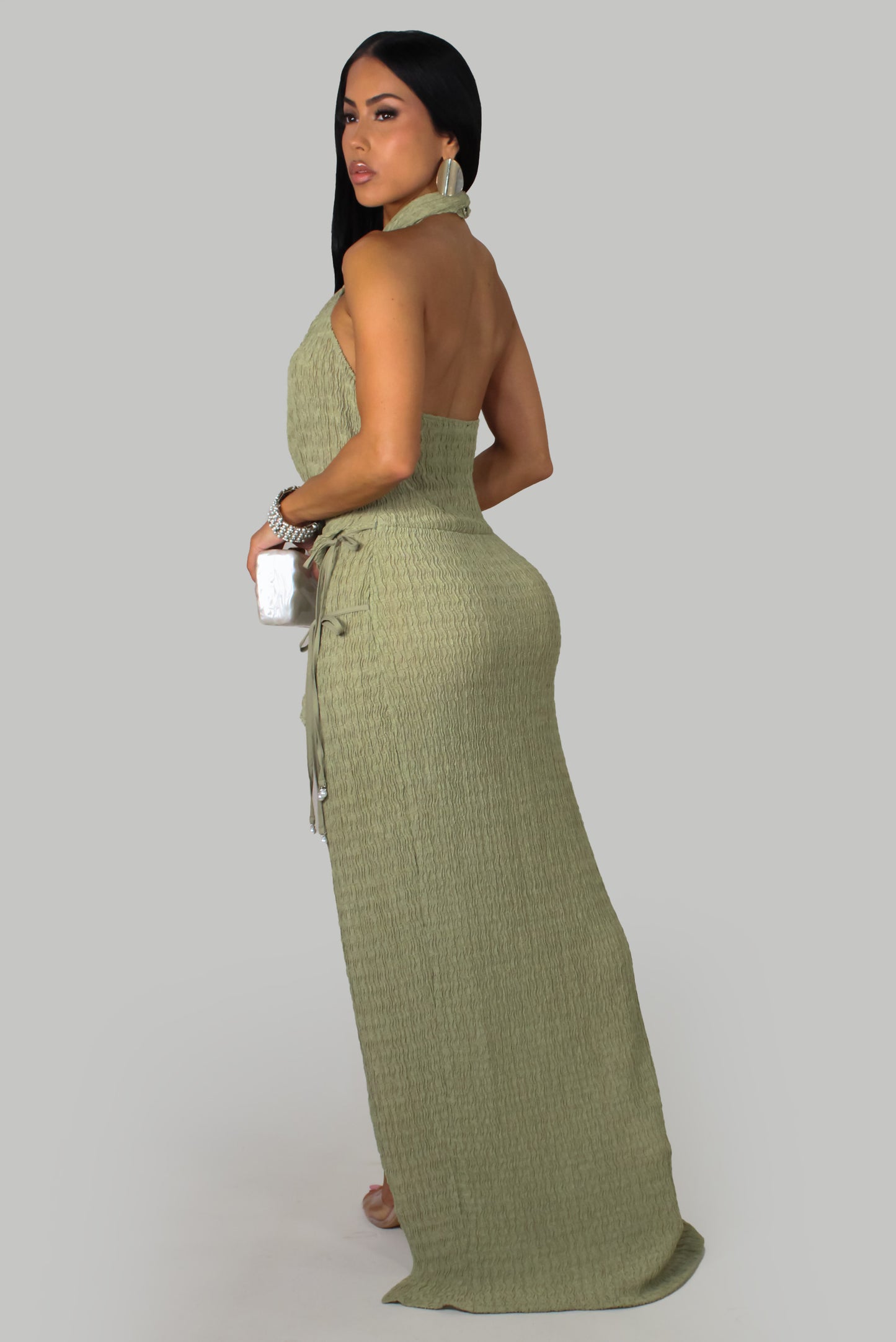 Elegant Pearls   Maxi Dress - Green