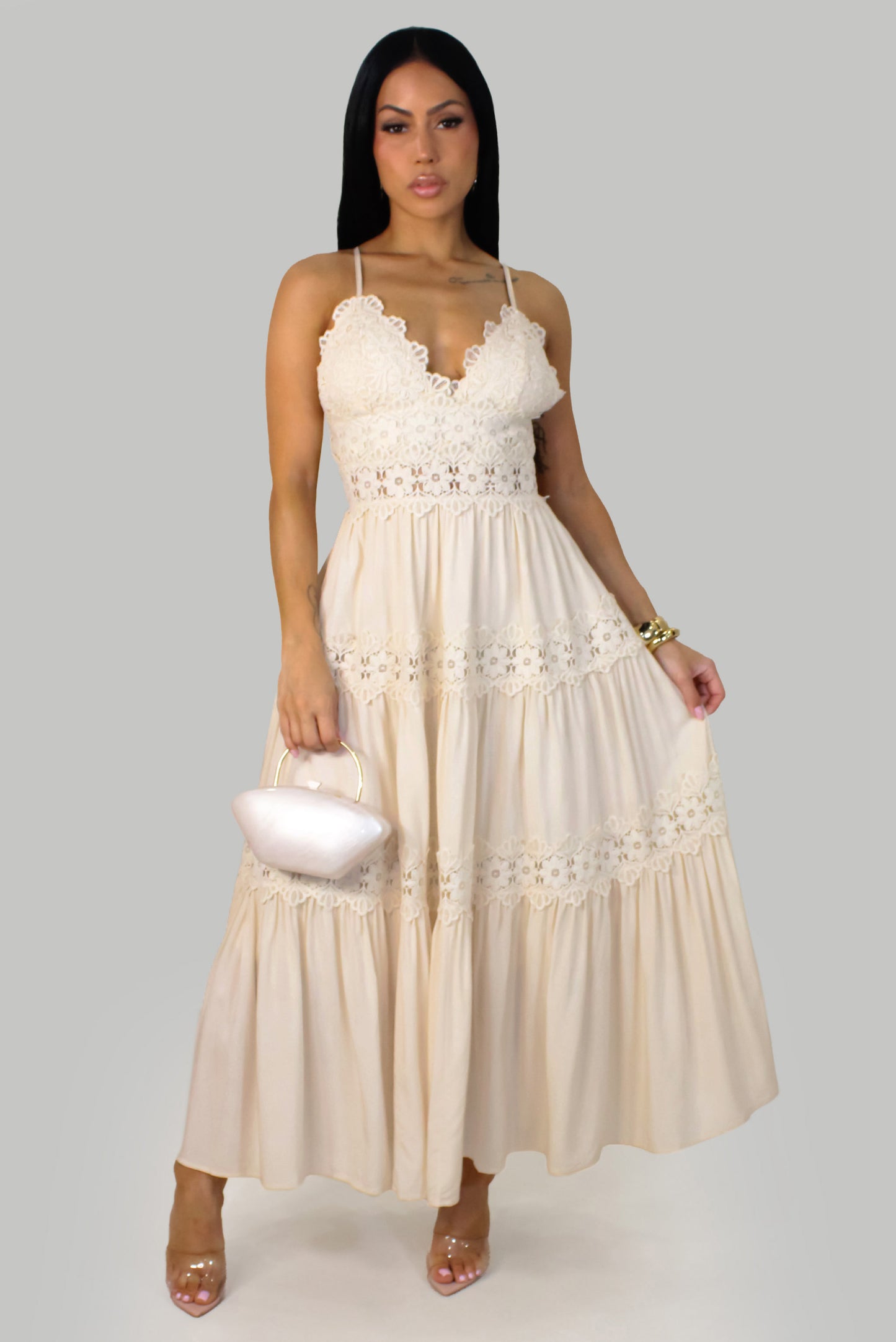 Ivory Garden Dress -Cream