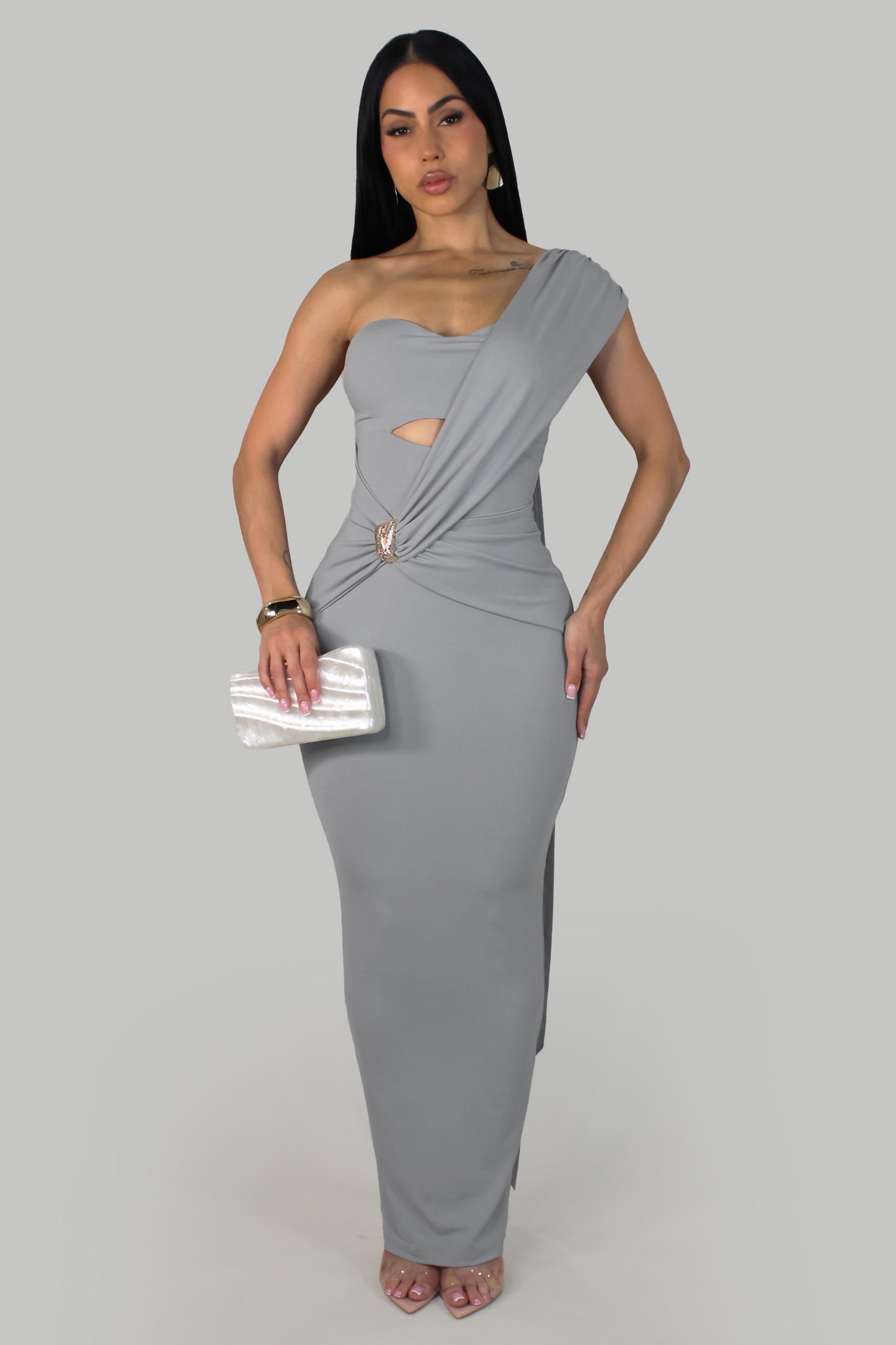 Charm and elegance  Maxi Dress -Ash