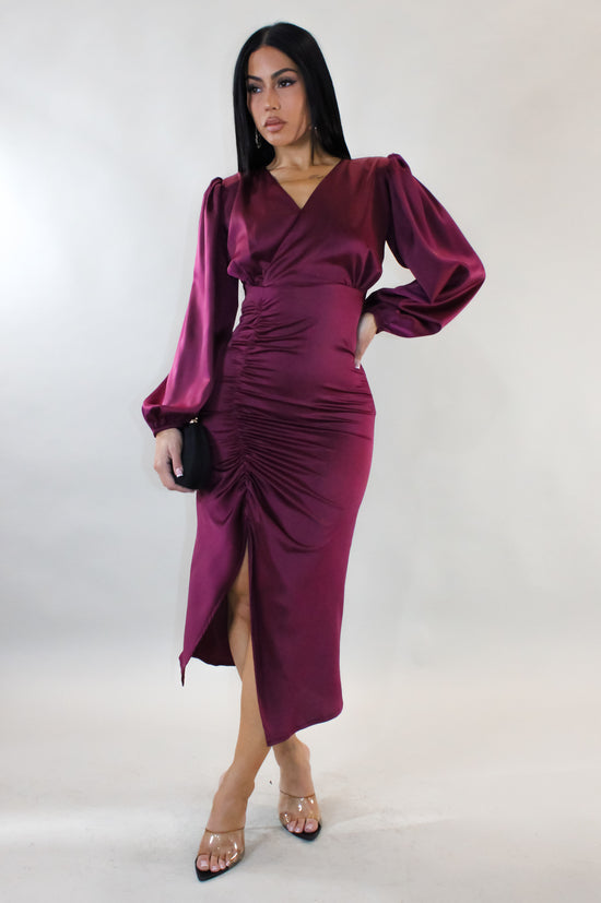Your Favorite Midi Dress - Burgundy