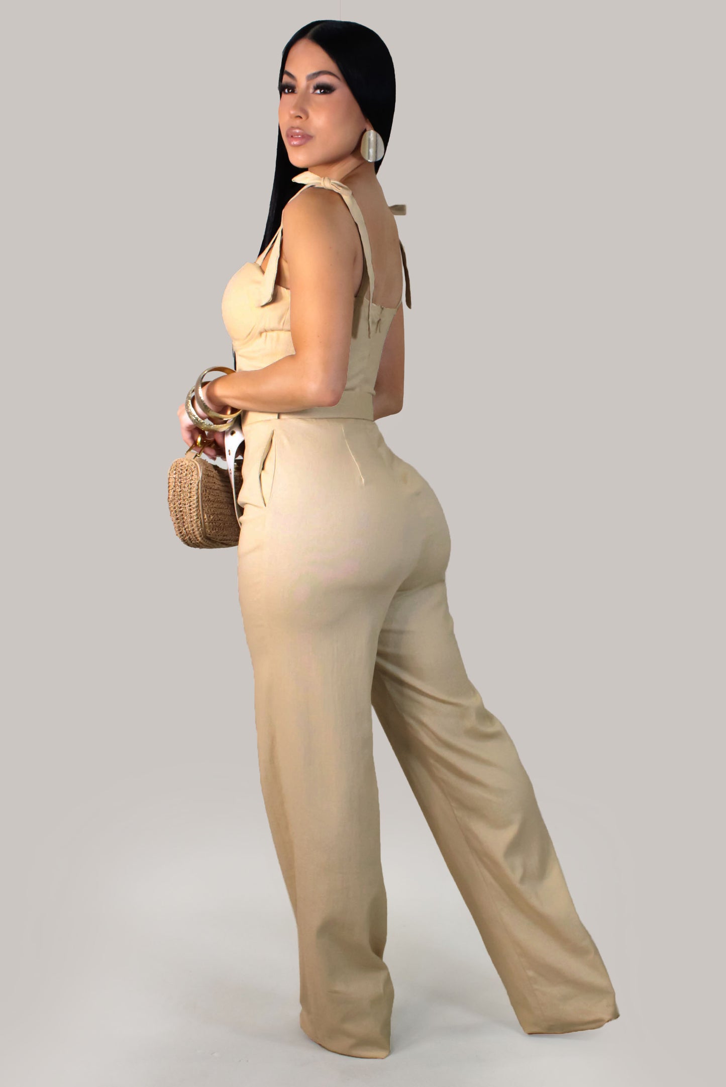 Doing It My Way Jumpsuit - Beige