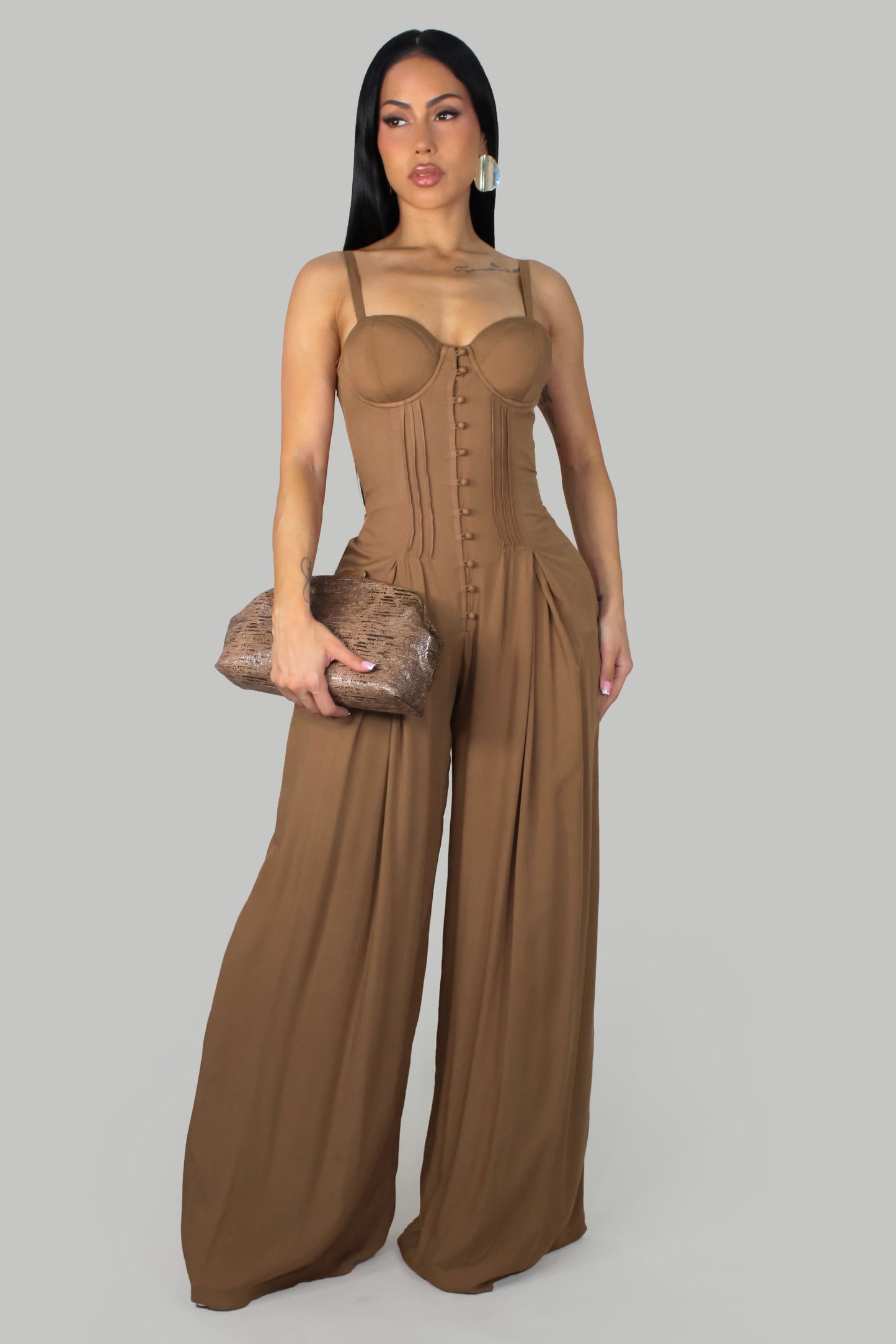 Stay With Me Jumpsuit - Chocolate
