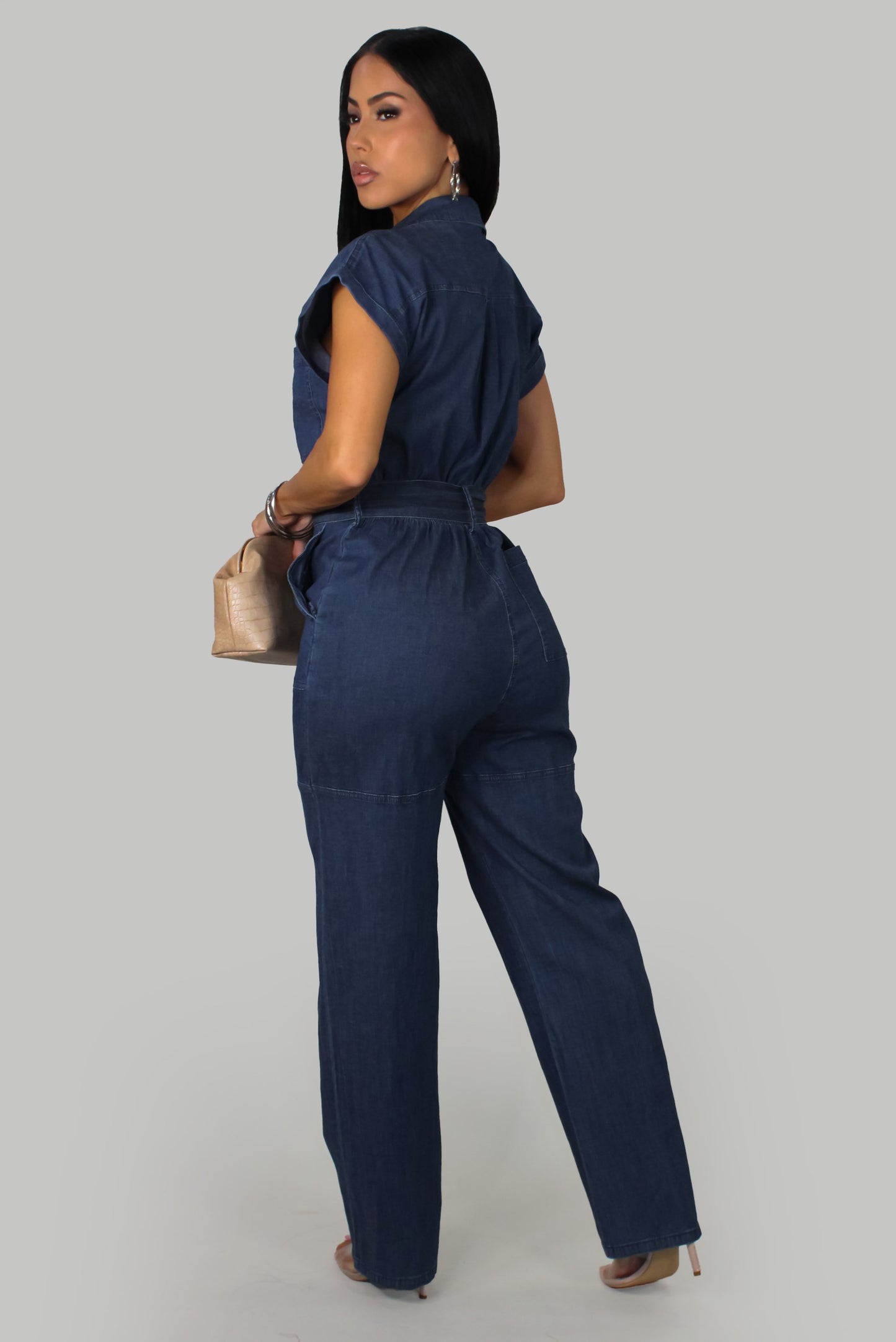 Midnight Bow   Jumpsuit - Dark-Denim