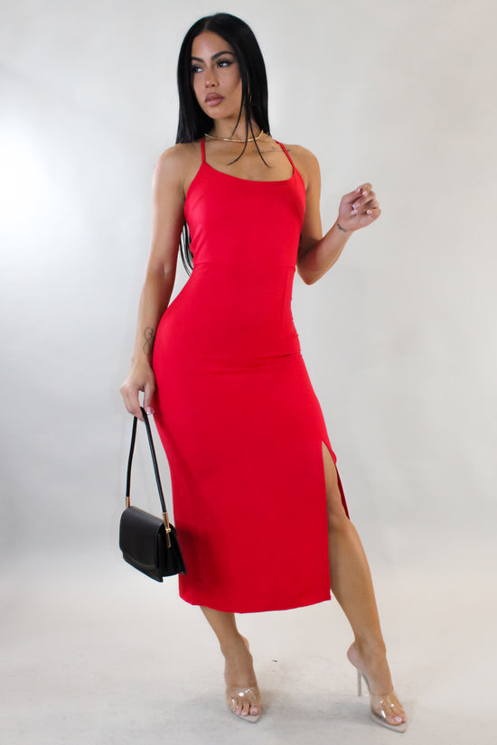 Sight Unseen Midi Dress - Red