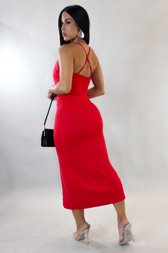 Sight Unseen Midi Dress - Red