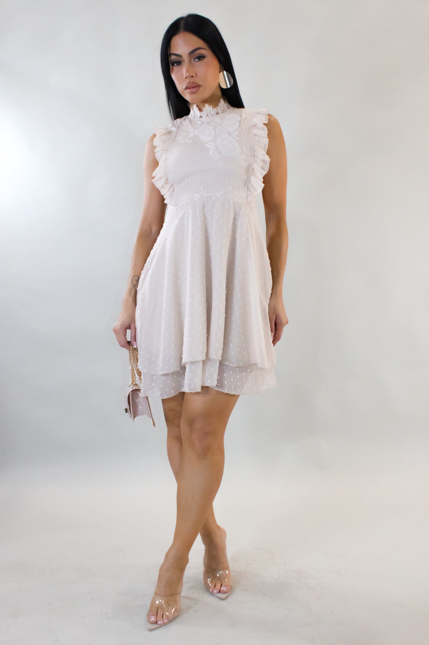 Pull Me In Mini Dress - Cream